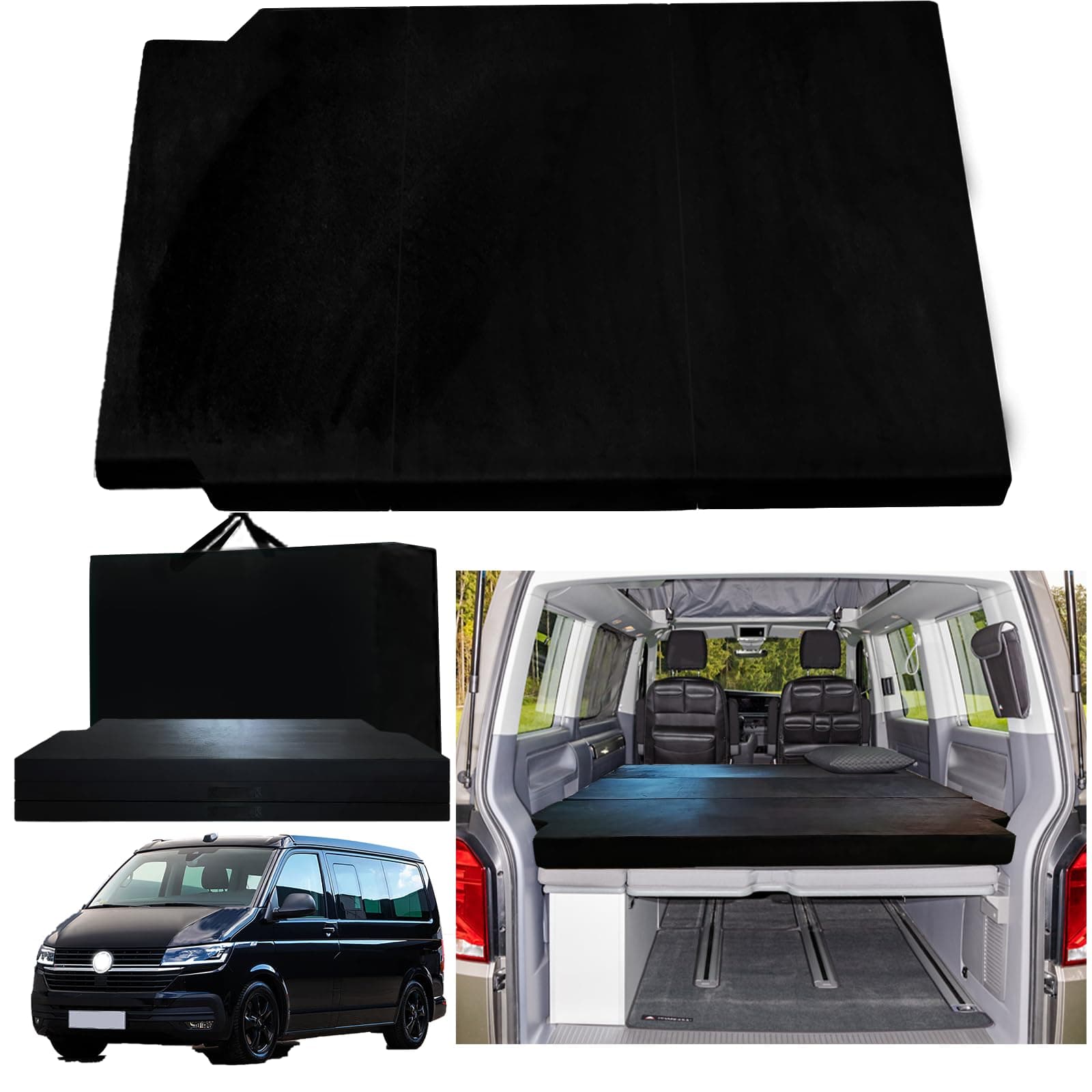 xxjolavv Matelas Pliant Portable épais Compatible avec VW T5 T6 T6.1 Multivan California Beach Caravelle et Transporter 186 x 148 x 8 cm Accessoires de Camping-Car