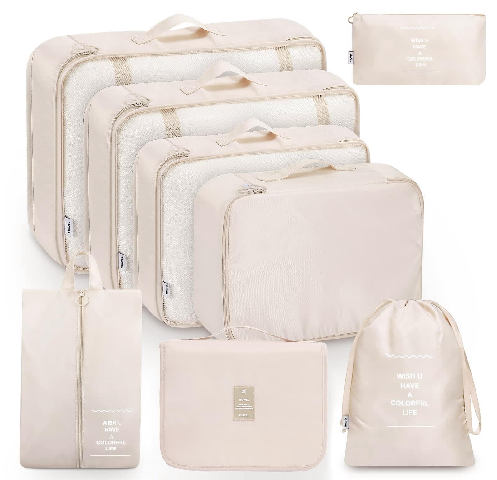 MURISE Packing Cubes 8 Pièces/6 Pièces, Organisateur Valise pour les Vacances et les Voyages, Sac Rangement Valise, Les Essentiels du Voyage, Système de Rangement pour Valises