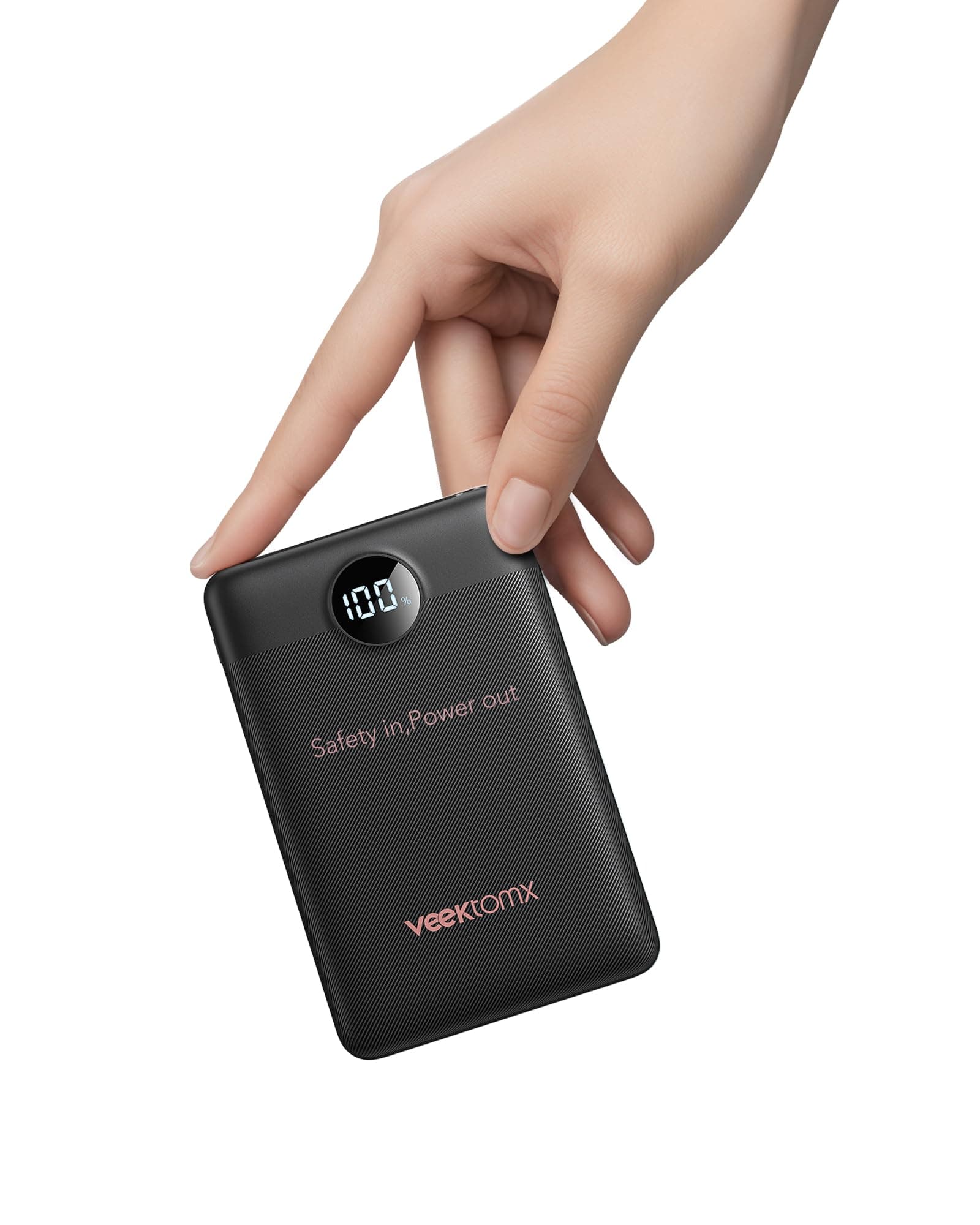 VEEKTOMX Power Bank 10000mAh 22,5W PD3.0 QC 3.0 Powerbank Mini USB C Caricabatteria Portatile Ricarica Rapida con Display a LED Compatibile con iPhone Huawei Xiaomi Tablets ecc. (Nero)