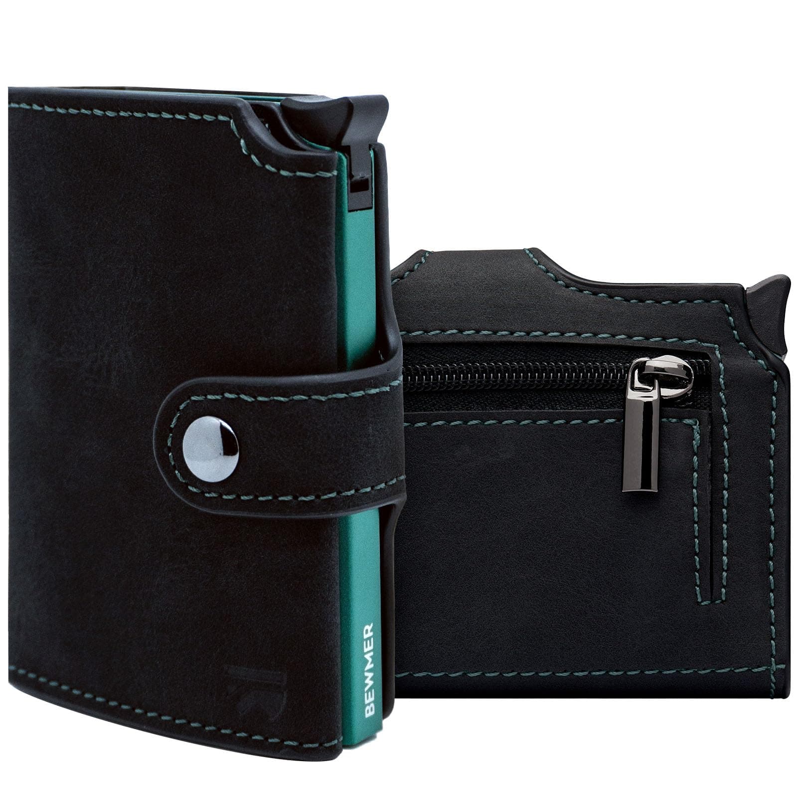 BEWMER v2 Portafoglio Uomo Slim In Similpelle Con Protezione RFID Anticlonazione – Porta Carte Di Credito Uomo E Donna Per 9 Tessere, Con Portamonete
