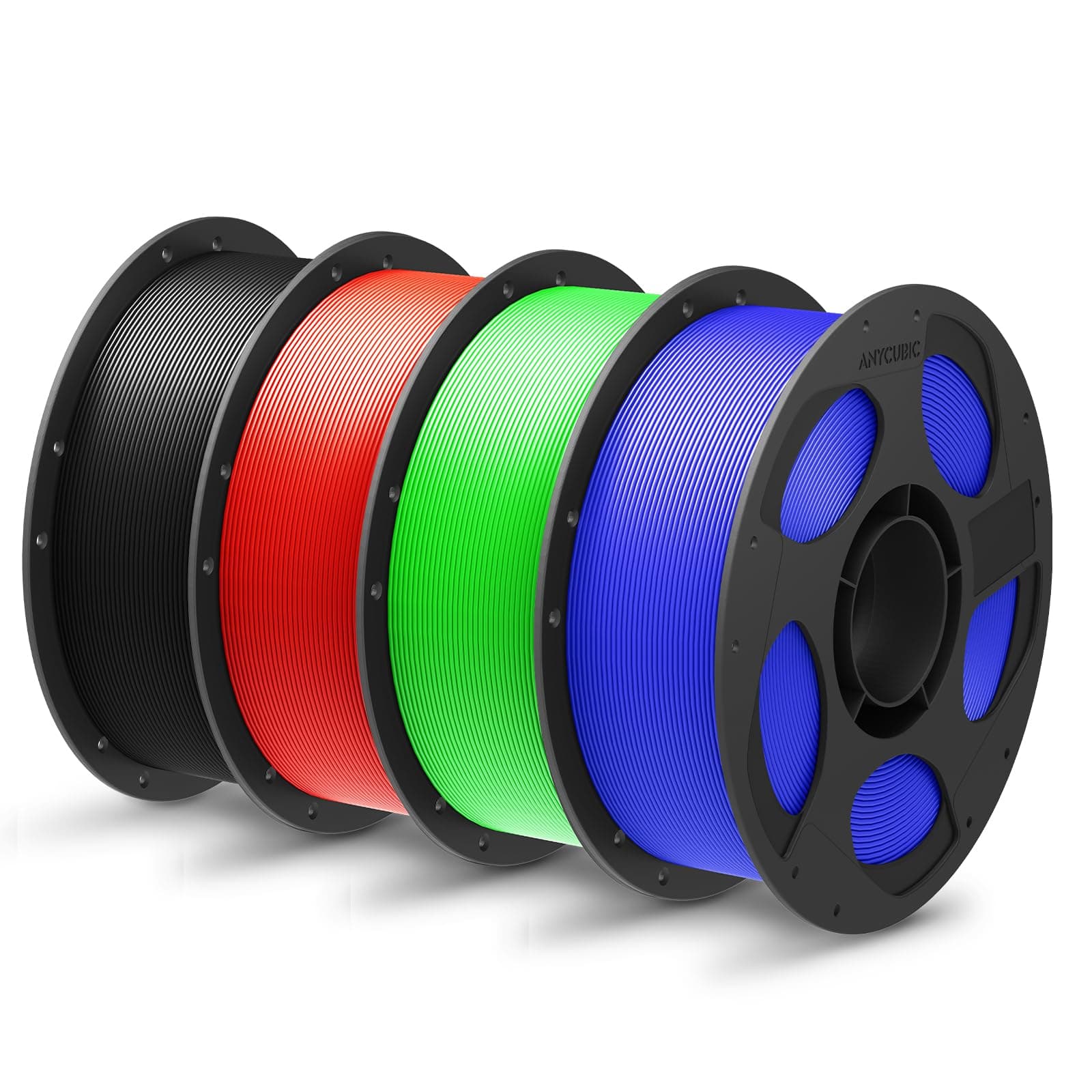 ANYCUBIC PLA+ Filamento 1,75 mm, Precisione Dimensionale +/- 0,02 mm, Materiali per Stampa 3D ad Alta Tenacità e Precisione, Identificazione Intelligente, 4KG Nero, Rosso, Verde, Blu