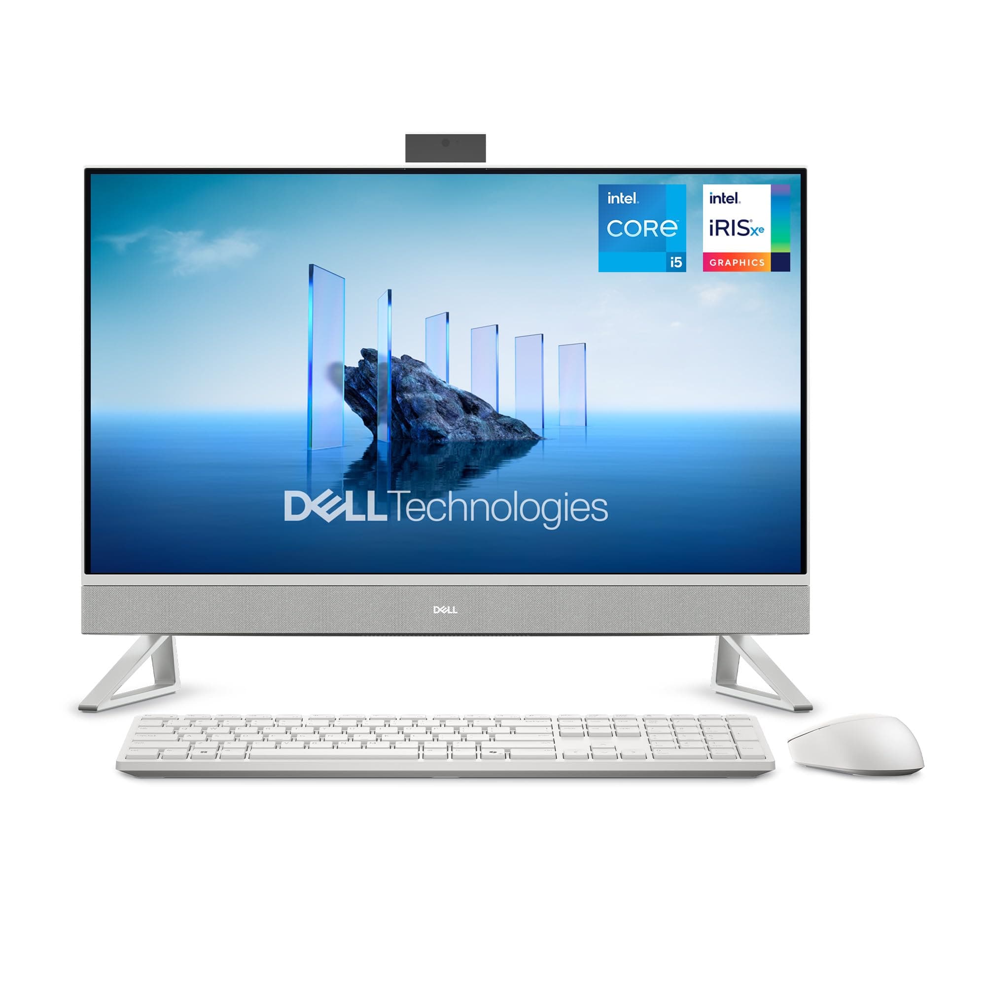 Dell Inspiron 27 All-in-One EC27250-27" FHD (1920 x 1080) IPS Display, Intel Core i5-1334U, Intel Iris XE, 16GB RAM, 512GB SSD, Windows 11 Home, Azerty Keyboard & Wireless Mouse Included, Pearl