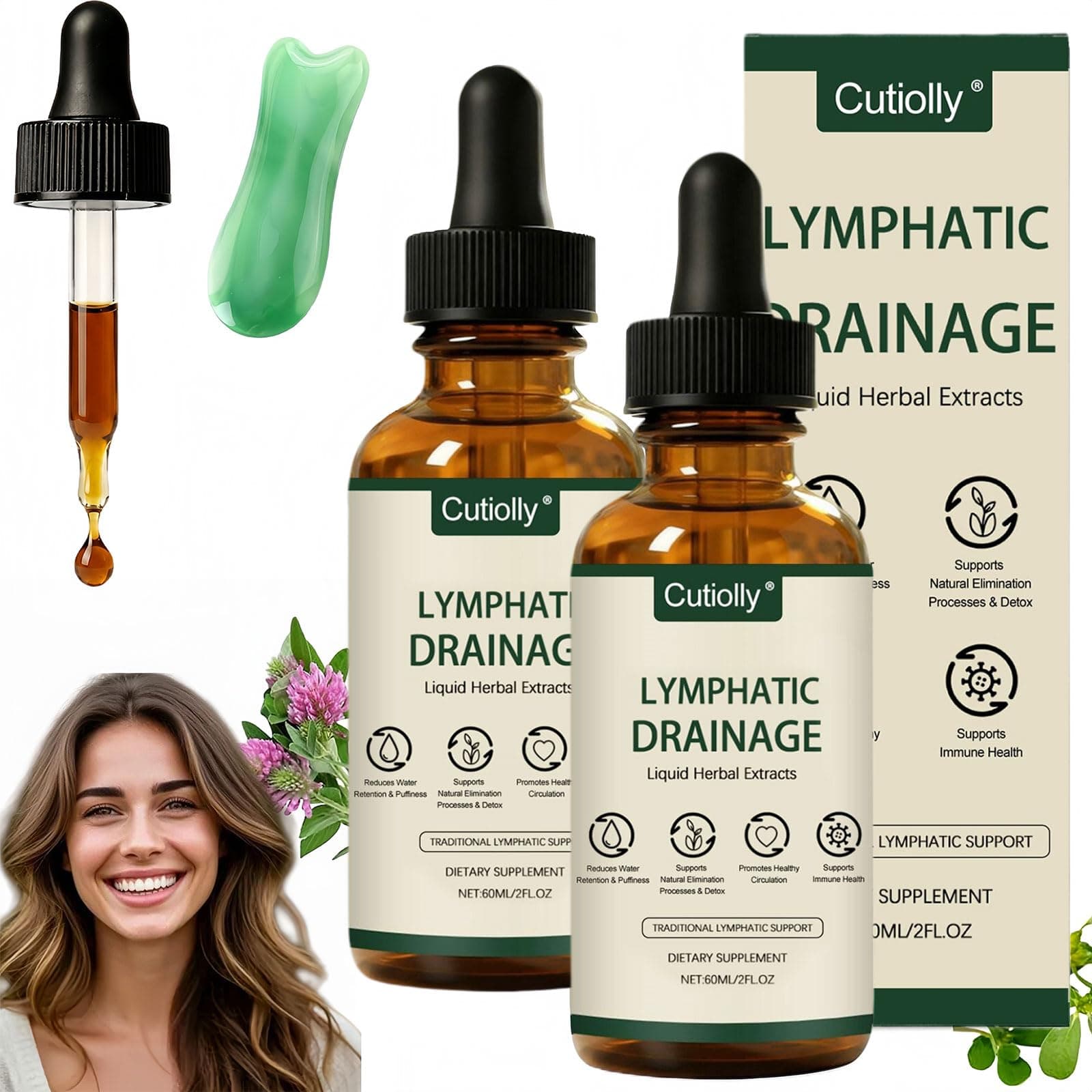 Drenaggio Linfatico Gocce,2pc 60ml Drenaggio Linfatico,2026 Drenante Linfatico Gocce,Formula Erboristica Naturale,per Donne E Uomini