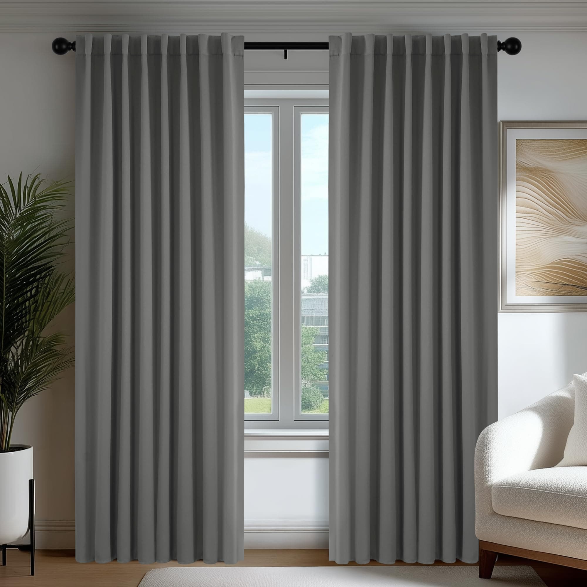 Deconovo Tende Oscuranti per Interni 140x260 cm, 2 Pezzi, Grigio Chiaro - Termiche Isolanti e Moderne con 3 Modi di Montaggio - Ideali per Finestre Camera da Letto e Soggiorno