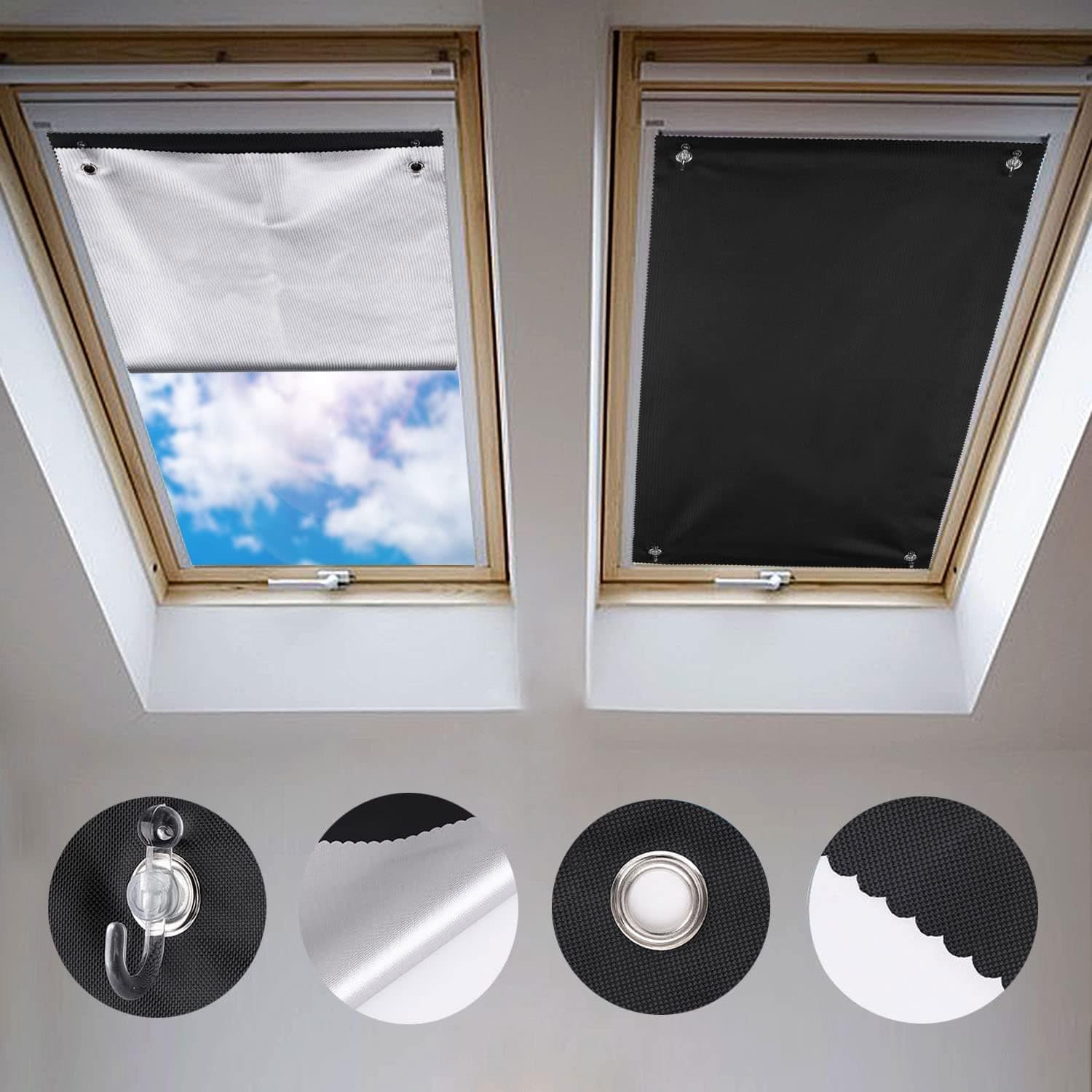 semplice 38 * 75 cm Tenda a Rullo Adatta Con ventosa per finestre per tetti Velux/Tenda a Rullo Oscurante per lucernari Velux