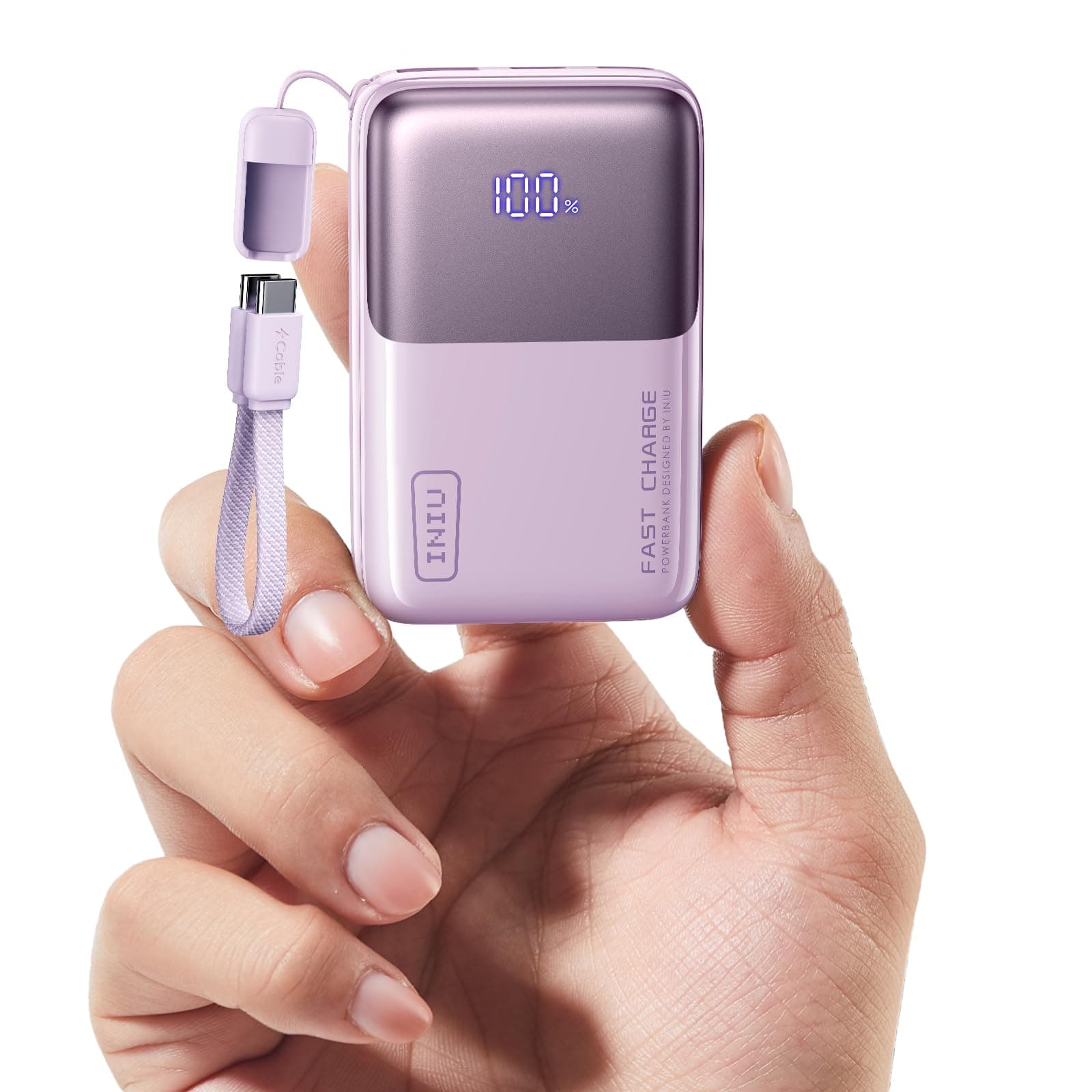 INIU Mini Power Bank, 45W 10000mAh Powerbank Klein Aber Stark (USB C In & Out), Schnellladefunktion PD3.0 Externe Handyakkus, Kompatibel mit iPhone 17 16 15 Pro Max Mini Samsung S24, Zartes Violett
