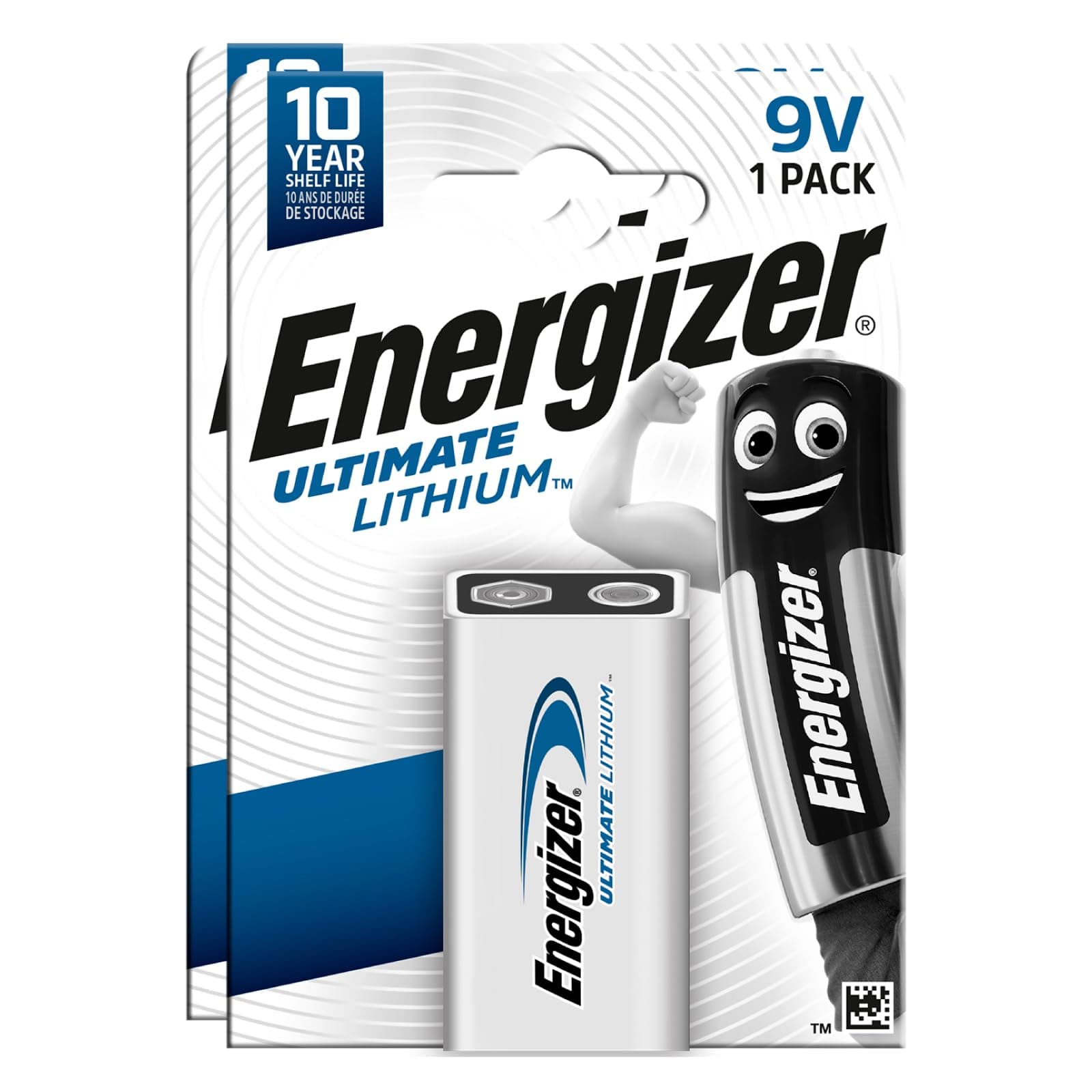 2 Baterías Energizer Ultimate Lithium L6LR61 - Pilas E-Block Transistor 9V de Larga Duración para Detectores de Humo, Afeitadoras, Linternas, Timbres, Consolas de Videojuegos