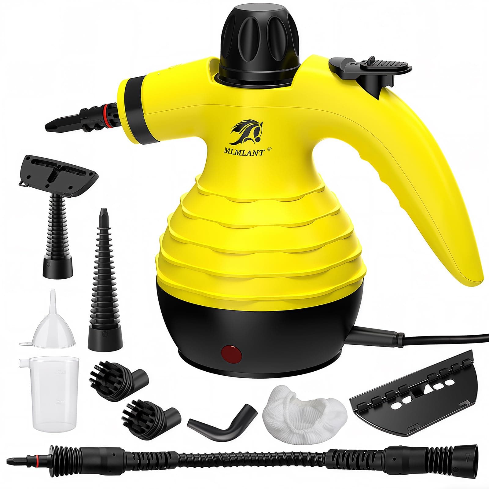 MLMLANT Pulitrice a Vapore Portatile, Steam Cleaner con 10 Accessori | Pulitore a Vapore Portatile | 105°C Vapore Caldo | Forni, Cappe, Piastrelle, Finestre, Divani | Blocco Sicurezza