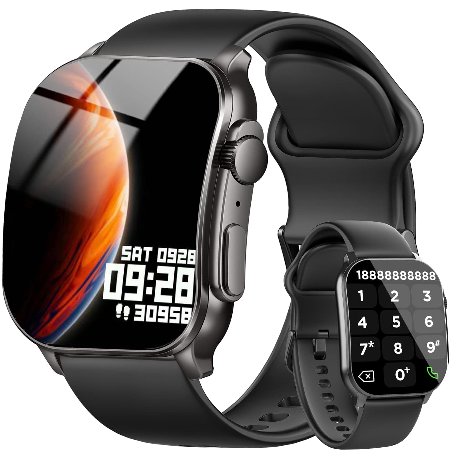 Reloj Inteligente Mujer Hombre, 2.01" Curva HD Smartwatch, Llamadas Bluetooth Smart Watch con Pulsómetro/Monitor de Sueño/Podómetro, 110+ Modos Deportivos, IP68 Pulsera Actividad para Android iOS