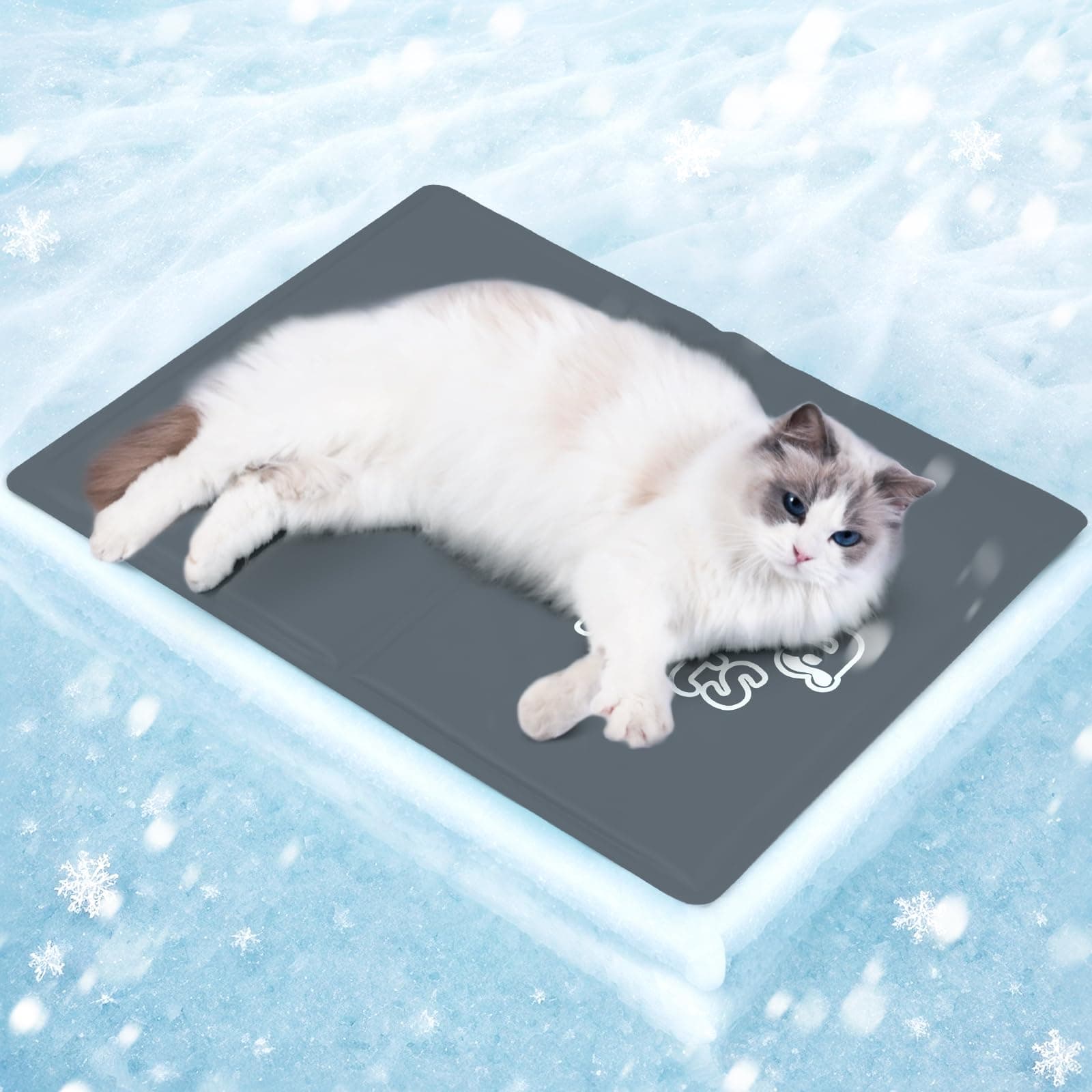 Mora Pets Tapis Rafraichissant Chien et Chats Tapis Refrigerant Gel Non Toxique Matelas Refroidissement Chien Coussin Froid Chat pour Animaux de Compagnie Gris S 50 x 40 cm