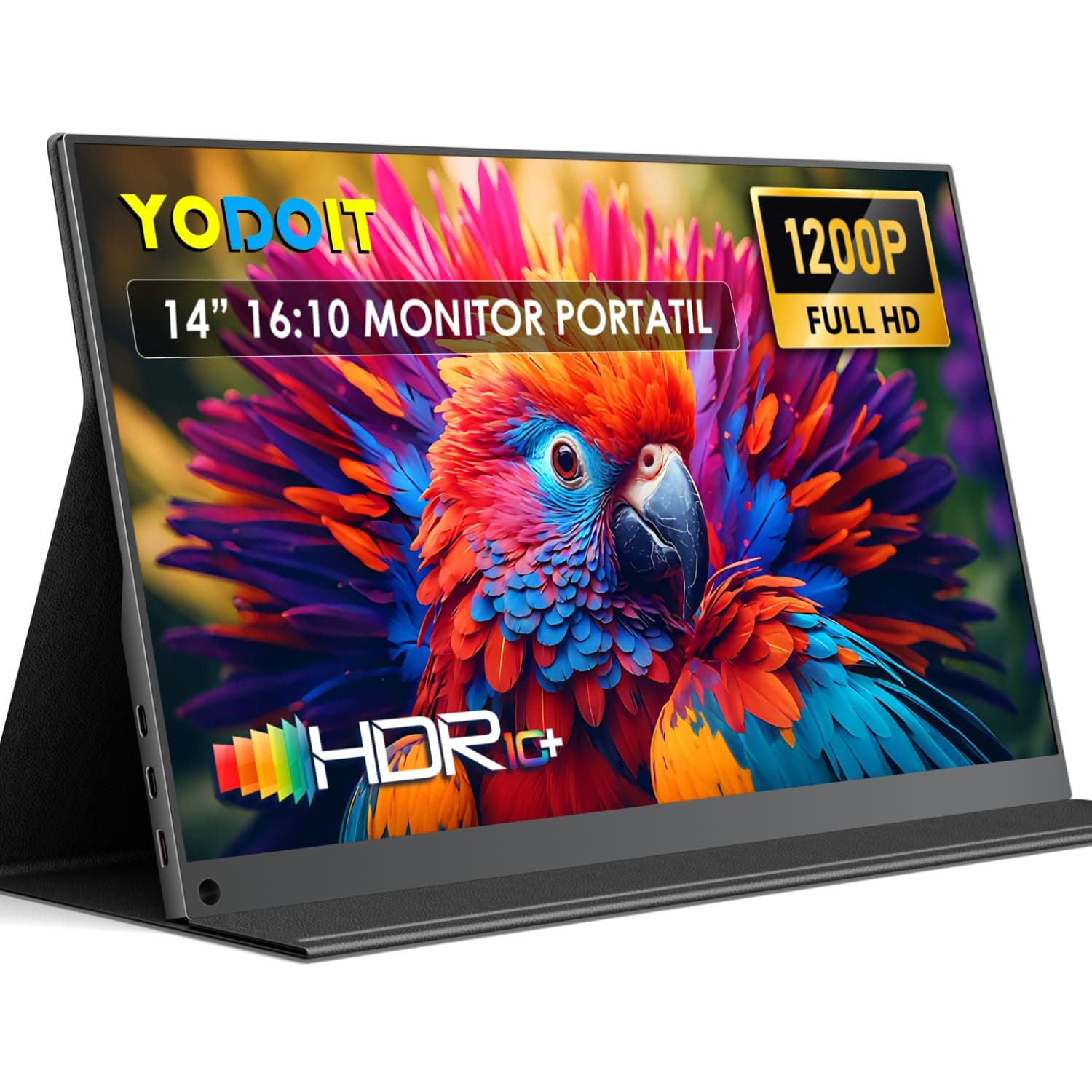 Yodoit Monitor Portátil 14”, IPS FHD 1920x1200 USB Type-C Pantalla Portatil de Computadora, HDR con HDMI/USB C para MacBook PC Xbox PS4/5 Switch Teléfono