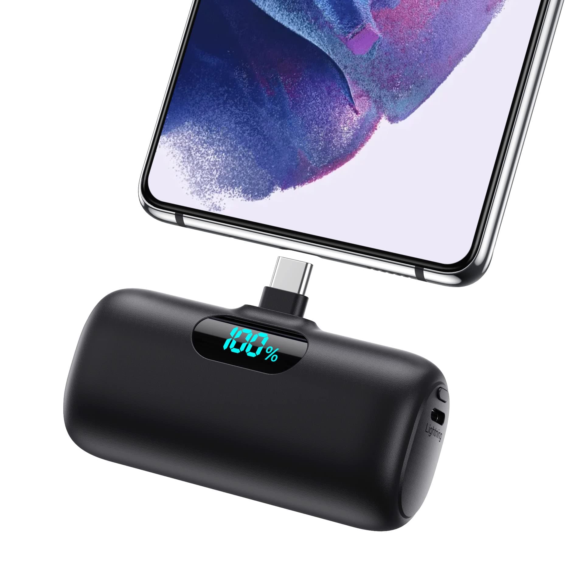 Feob Mini Power Bank USB C 5000mAh, 15W PD 3.0A Carica Rapida Caricabatterie Portatile Compatta e Carino Powerbank Batteria Esterna con LED Display per iPhone 16/15 Pro Samsung e altri Telefoni USB C