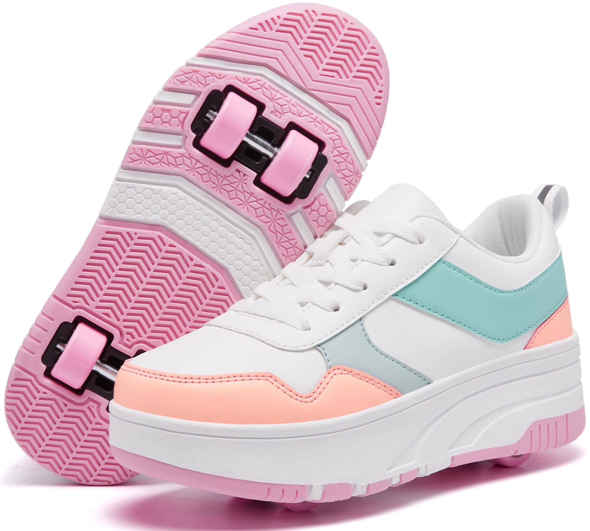 ANEFUN Scarpe da skate per bambini, ragazze, ragazzi, staccabili, alla moda, con ruote