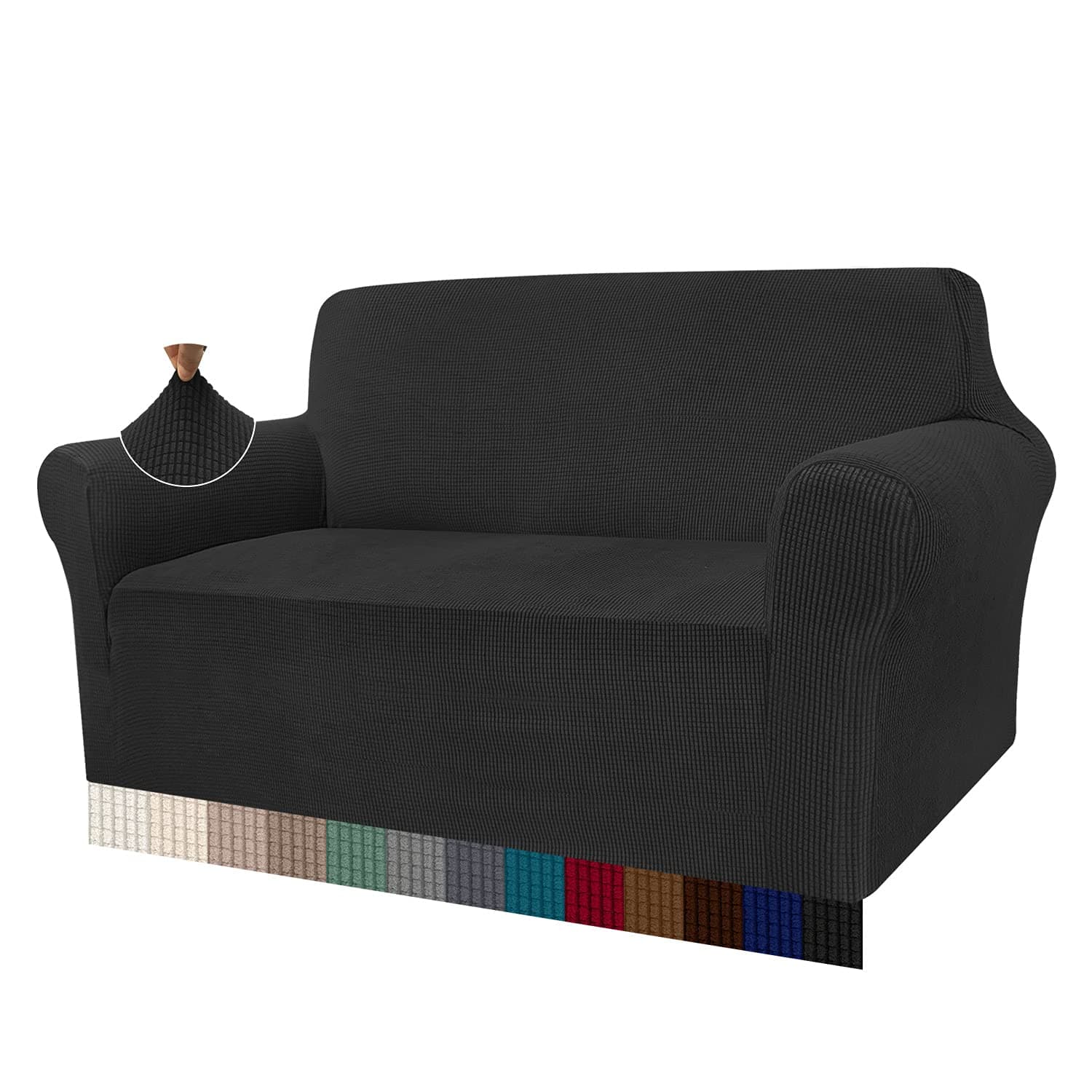 Granbest, copridivano Elasticizzato ad Alta Elasticità, Moderno e Jacquard, copridivano Elastico per Soggiorno, Protezione per Cani e Animali Domestici (2 posti, Nero)