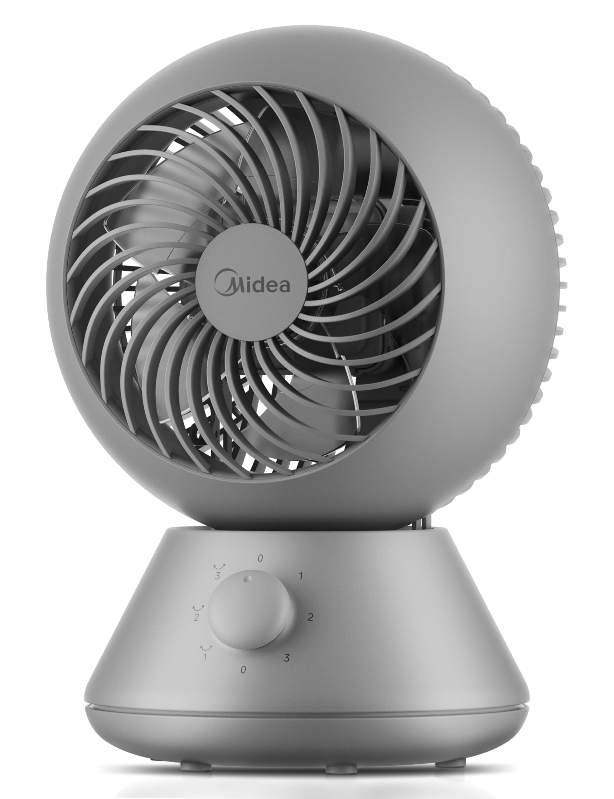 Midea MDF24JG Luftumwälzer Tischventilator-Aerodynamisches Turbosystem, 90°horizontaler Auto-Schwenkbetrieb und 90°manuelle vertikale Neigungsverstellung, leiser Betrieb für Zuhause