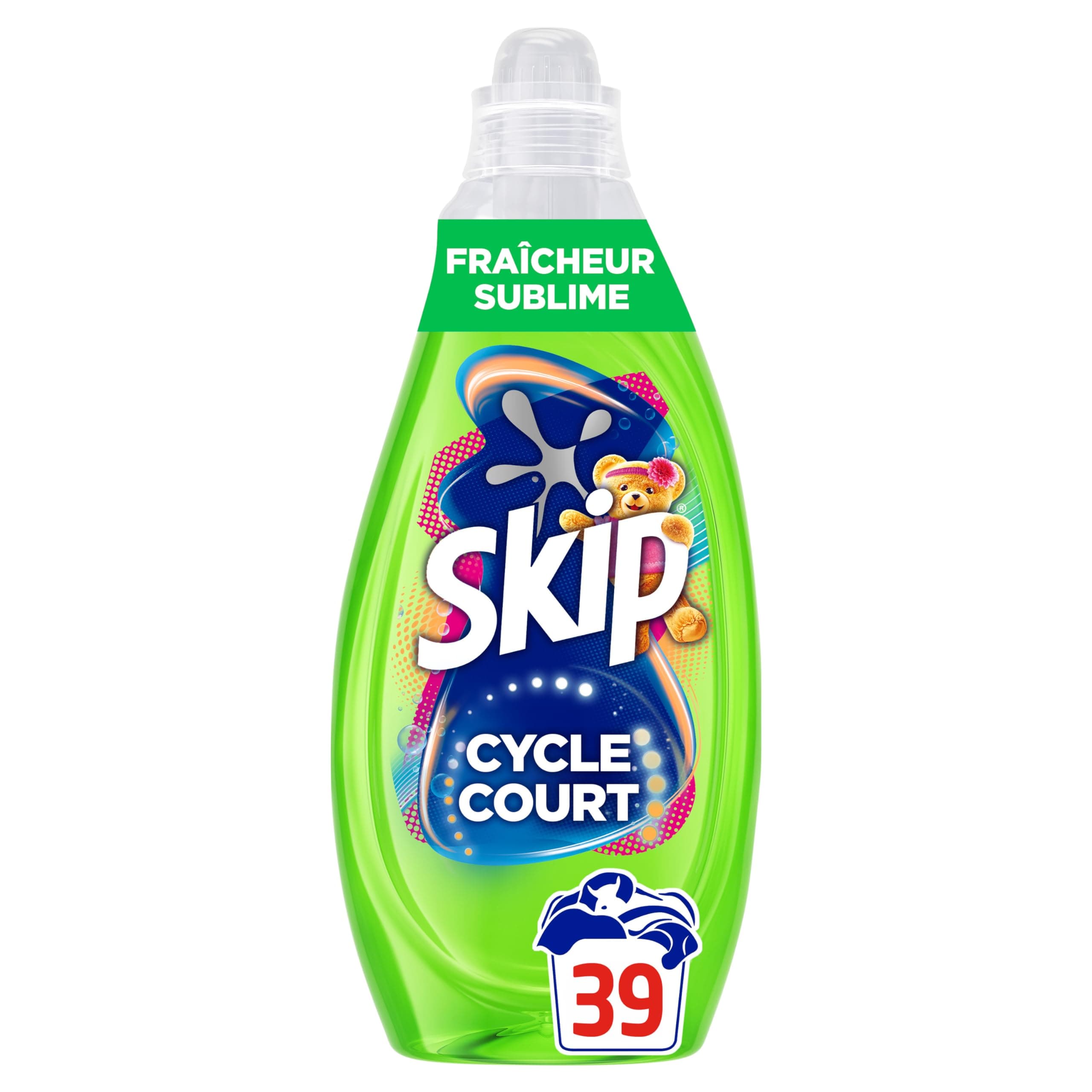 Skip Mon Cycle Court Parfait Intensité Fraîcheur Sublime Touche de Cajoline - Lessive Liquide Skip Cycle Court avec technologie Pro-STM™ - Double Action Parfumée - Touche de Cajoline - Intensité Max