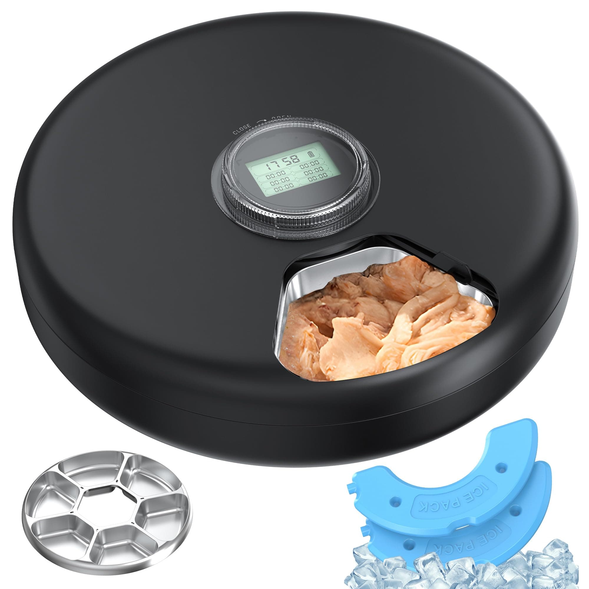 Comedero Automatico Gato Comida Humeda: Dispensador Comida Gatos Programable - Comedero Automatico Perros sin Cable Temporizador - Dosificador Alimentador Perro Refrigerado - con Acero Inoxidable Bol