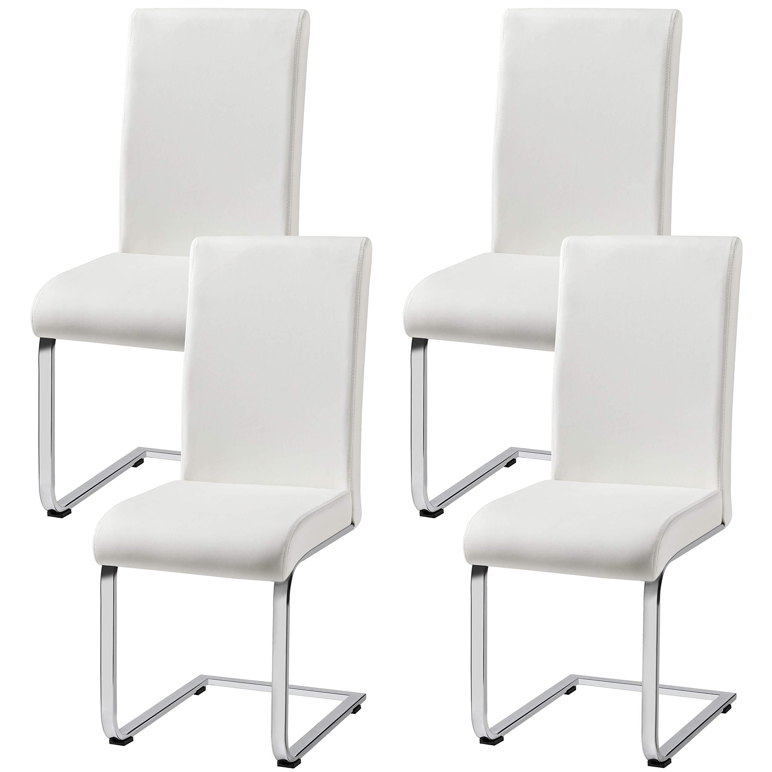 Yaheetech 4 Piezas Taburete de Comedor Silla para Cocina Oficina Conferencia Juego de Mueble para Comedor MAX Carga 135 KG Blanco