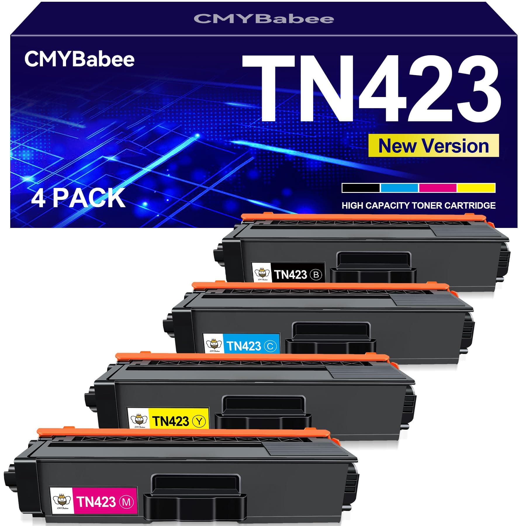 TN423 MFC-L8690CDW Cartouches de Toner Compatibles pour Brother TN-423 | pour Brother MFC-L8690CDW MFC-L8900CDW HL-L8260CDW HL-L8360CDW DCP-L8410CDW Toner TN-423BK TN421 421, Noir Cyan Jaune Magenta