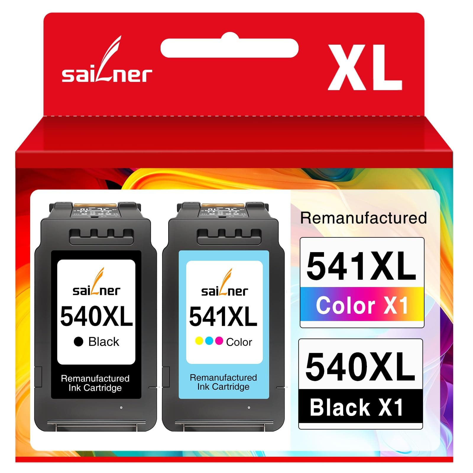 SAILNER PG-540XL CL-541XL (1 Noir, 1 Tri-Couleur) Compatible pour Cartouche Canon 540 541 XL Encre pour PIXMA MG3650s MG3600 MX475 MG3650 MG3550 MG4250 TS5150, 2 Pack