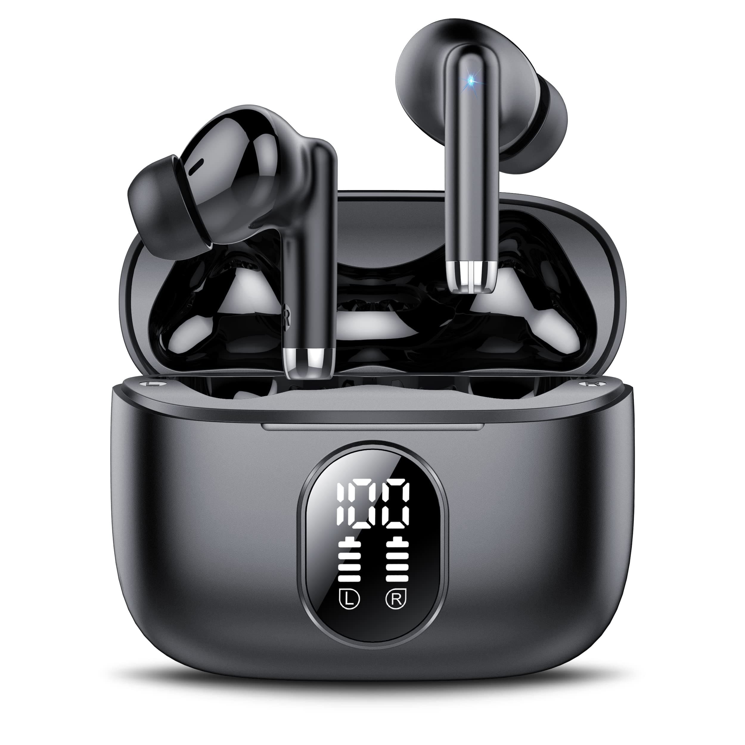 QXQ Cuffie Bluetooth, 2026 Nuovo Auricolari Bluetooth 5.4 Hi-Fi Stereo con 4 ENC Mics, 40 Ore Mini Cuffie Wireless Cancellazione Rumore Cuffiette Bluetooth, Cuffie Senza Filo per Android/iOS, Nero