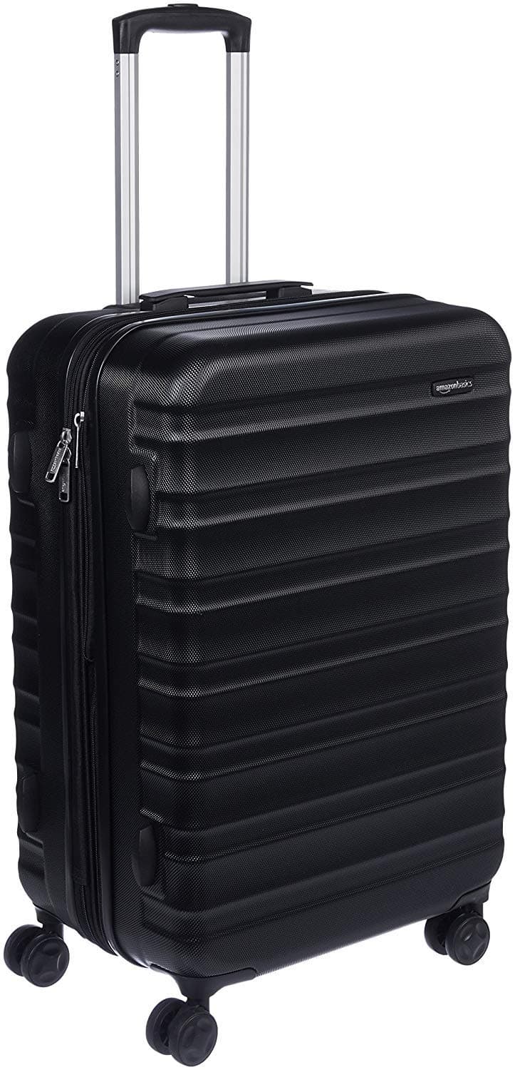 Amazon Basics Valigia Rigida Media - Bagaglio Espandibile ABS con 4 Ruote Doppie Girevoli - Resistente ai Graffi e Leggera - 68 x 45,1 x 28,6cm - Nero