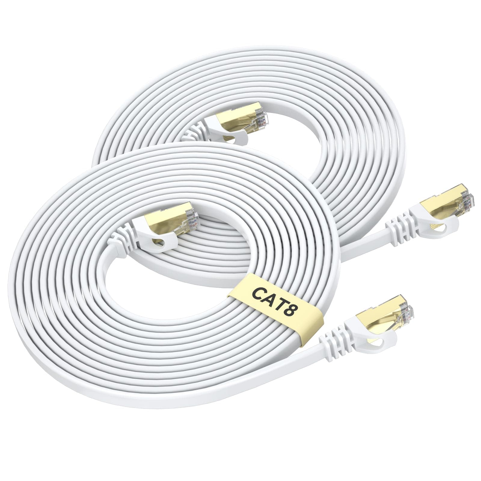 BUSOHE Câble Ethernet Cat 8 1M 2 Pièces, Réseau RJ45 LAN 40Gbps 2000MHz | Haute Vitesse Gigabit Plat Cordon de Brassage Internet Compatible avec Commutateur Routeur Modem Panneau de Brassage PC