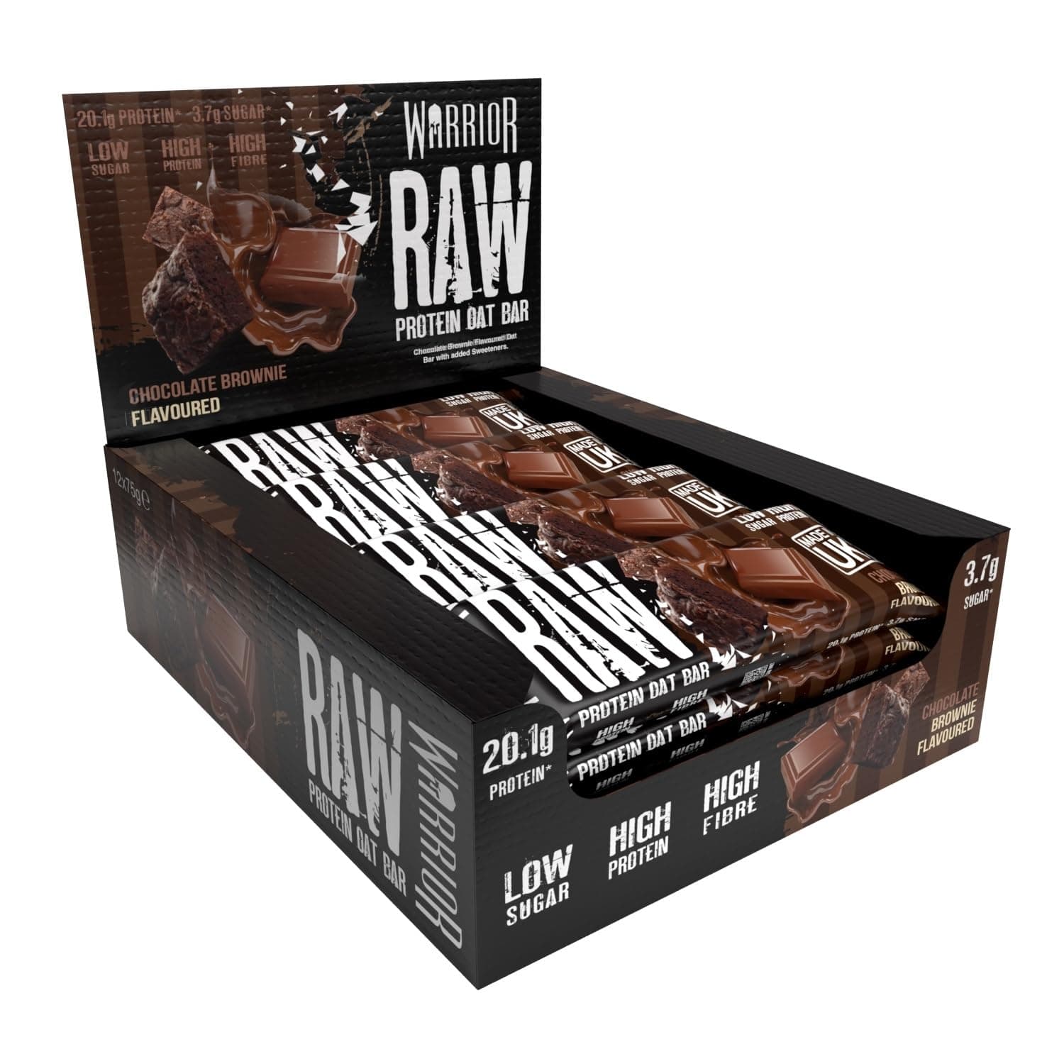Barre Protéinée Warrior RAW - Goût Brownie au Chocolat - 12x75g Barres