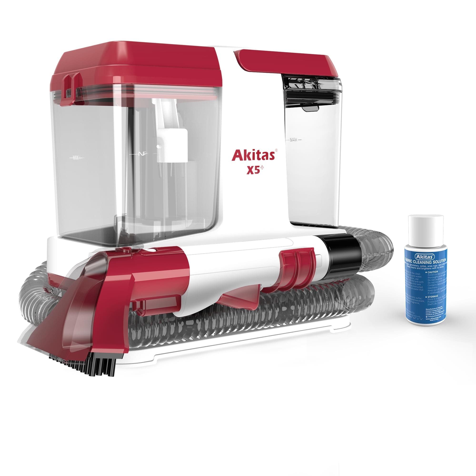 Akitas X5 lavatappezzeria per tappeti e imbottiti, con detergente concentrato da 30 ml, doppio serbatoio, autopulizia, leggero per macchie di animali su divani e auto