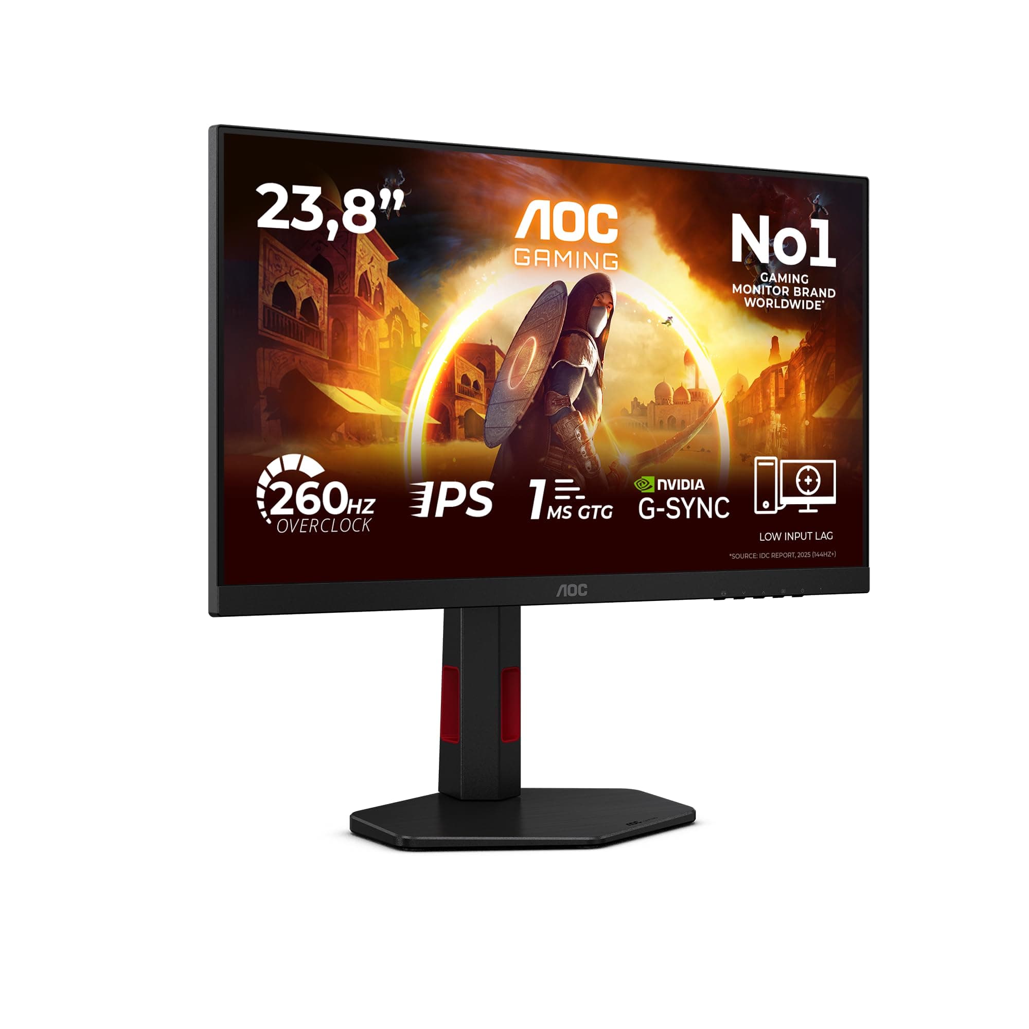 AOC 24G4ZR Gaming Monitor 24 Pulgadas 260Hz Panel Fast IPS, 1ms GtG, HDR10, Adaptive Sync, G-Sync Compatible, Altura Ajustable, (1920x1080 HDMI 2X 2.0 DP 1x 1.4) Negro