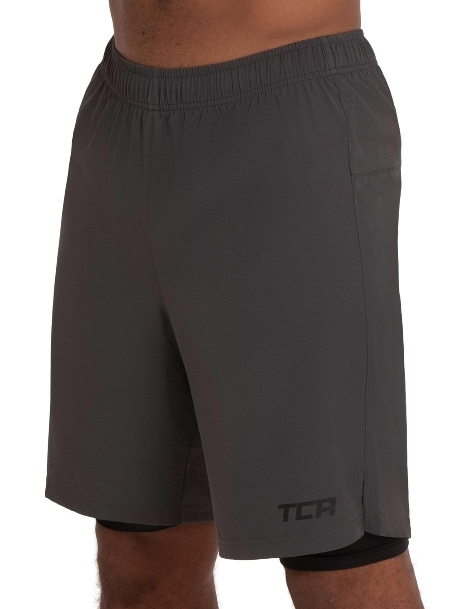 TCA Ultra Pantaloncini Uomo Sportivi 2 in 1 da Corsa con Tasche a Chiusura Zip