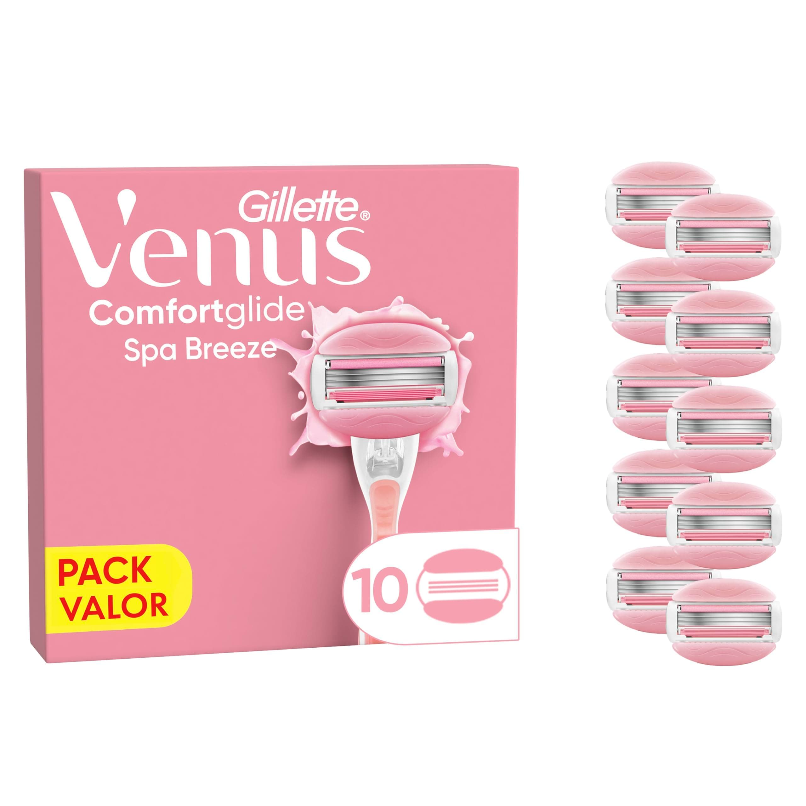 Gillette Venus Comfortglide Spa Breeze, Recambios Para Maquinilla De Mujer, Pack De 10 Cuchillas De Recambio, Depilación Suave, Apurada Y Duradera