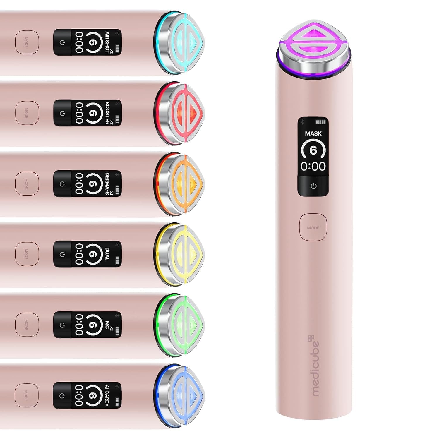 medicube Booster Pro X2™ | Dispositivo de Belleza 7 en 1 | 2X Cuidado para Luminosidad, Poros y Firmeza | Modos Dual y Potenciador de Mascarillas | Dispositivo de Skincare Coreano | Rosa