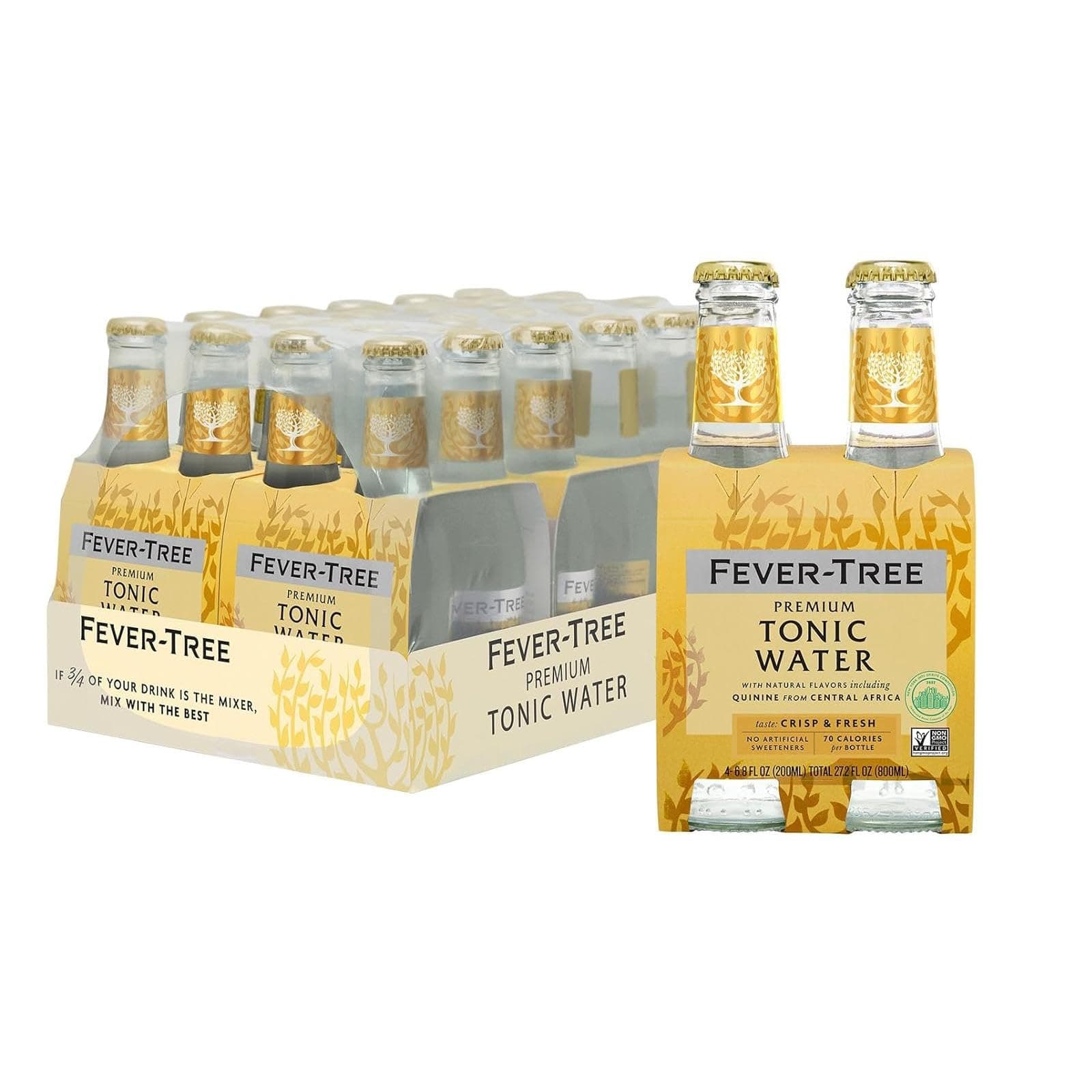 FEVER-TREE Premium Indian Tonic Water con Aromi Naturali, Essenza di Arancia Amara, Chinino, Acqua Tonica di Fonte ad alta Carbonatazione, 4x 200ml, 24 pezzi