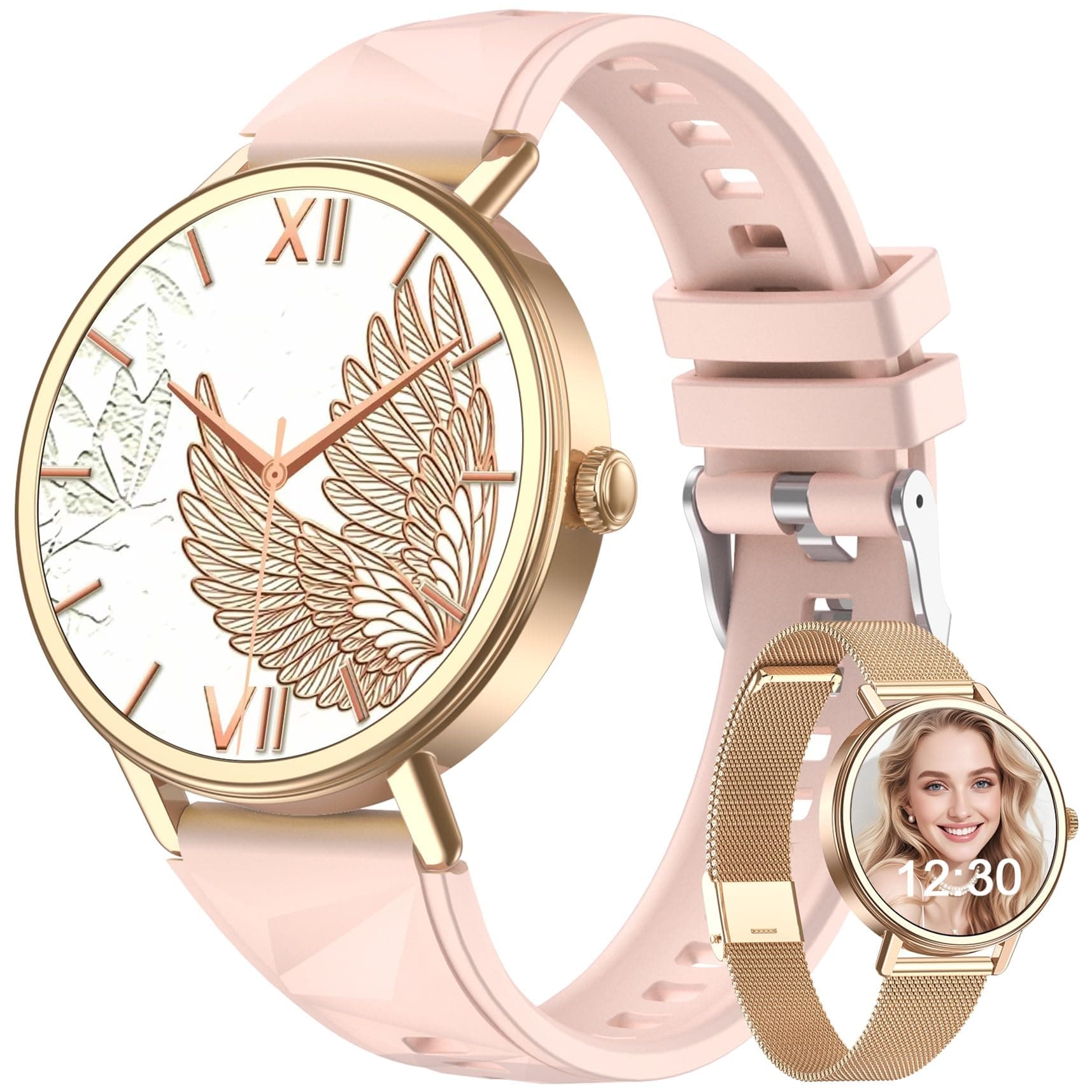 Blackview Reloj Inteligente Mujer con Pulsómetro, Oxímetro, Monitor Sueño, 1.26" Smartwatch Mujer con Llamadas, Whatsapp Notificación, Pulsera Actividad - 100+ Modos Deportivos, Podómetro, 2 Correas