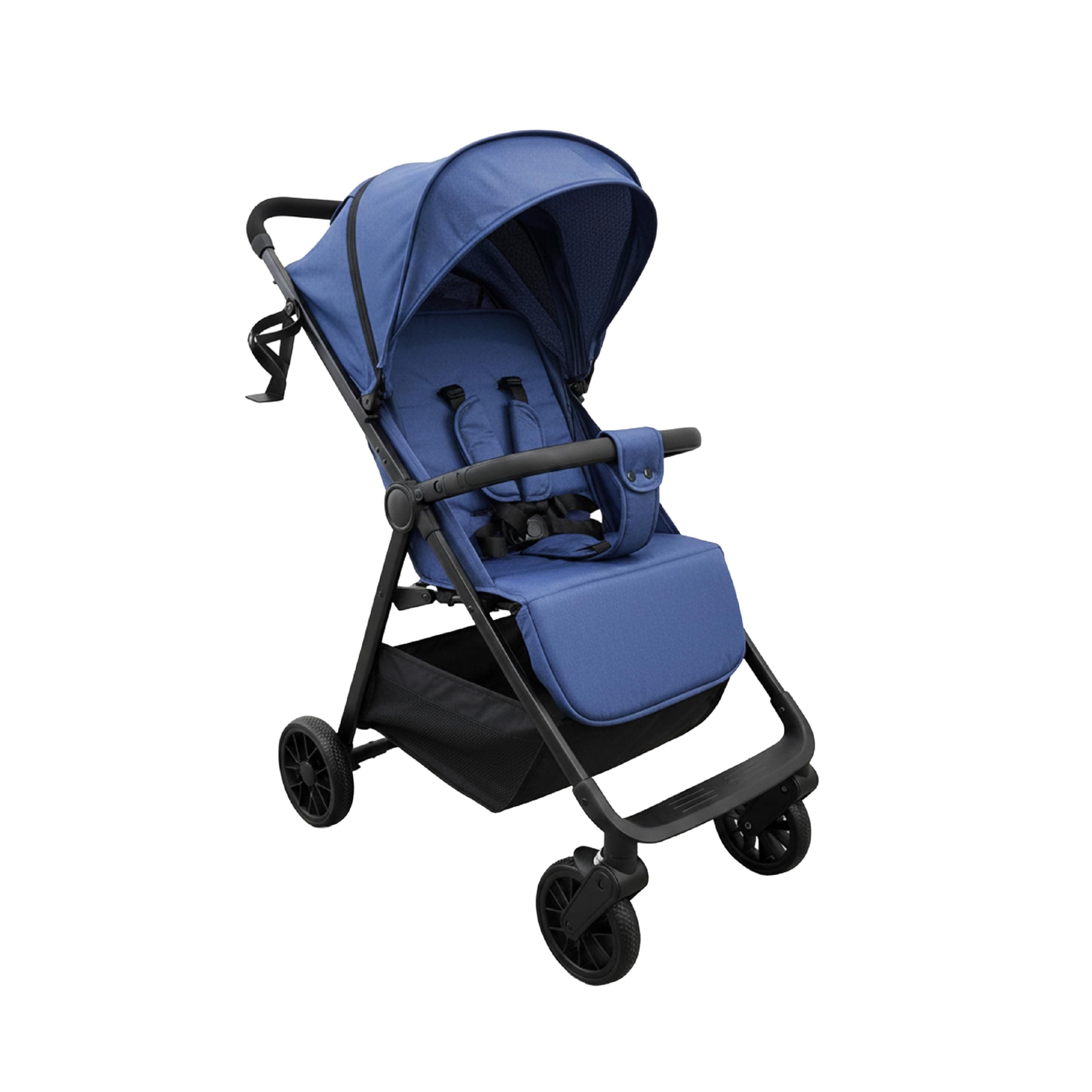 Baroni Kids Passeggino Leggero Richiudibile fino a 22 kg, Chiusura Salvaspazio Compatta, Schienale Reclinabile, Cappotte Estensibile, Cintura a 5 Punti, Cesto e Tasca Portaoggetti (Blu)