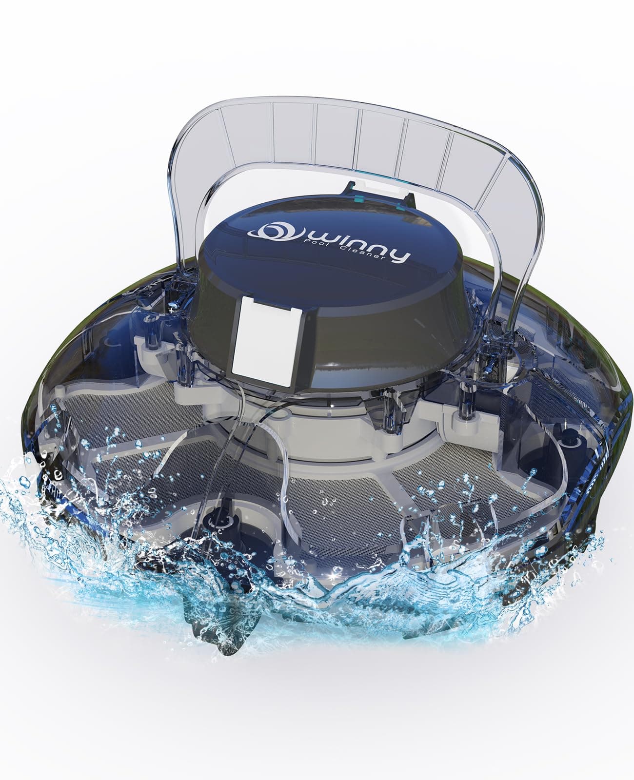 WINNY POOL CLEANER Winny 200 – Robot Limpiafondos Inalámbrico, Doble Filtración, Estacionamiento Aut., 80 Min Autonomía, Piscinas Desmont. hasta 60 M², Compacto Y Ligero(Negro Tinta-Blanco)