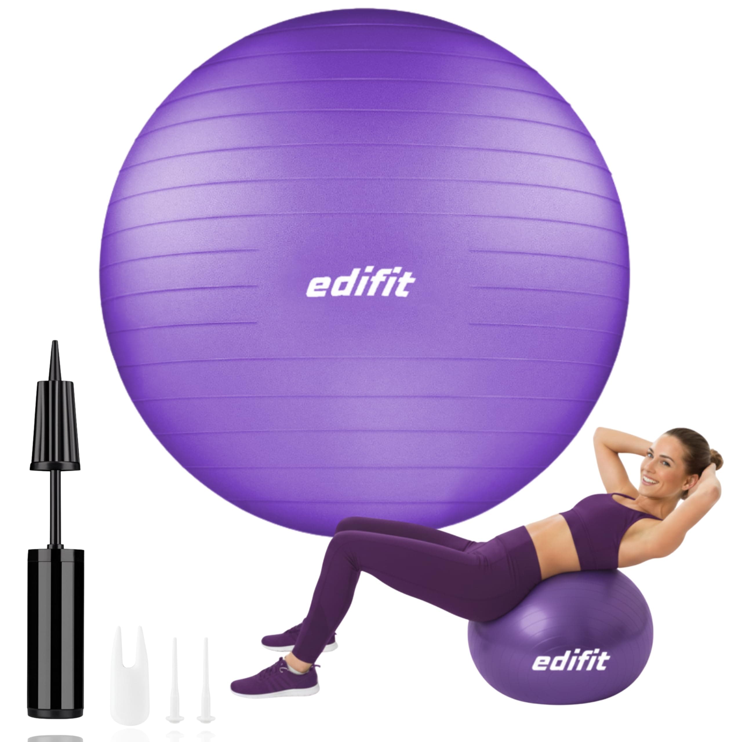 EDIFIT Palla Fitness, Pilates Attrezzi Casa, Incluso il Gonfiatore, Fitball, Yoga Accessori, Palla Gravidanza, Ginnastica Ritmica