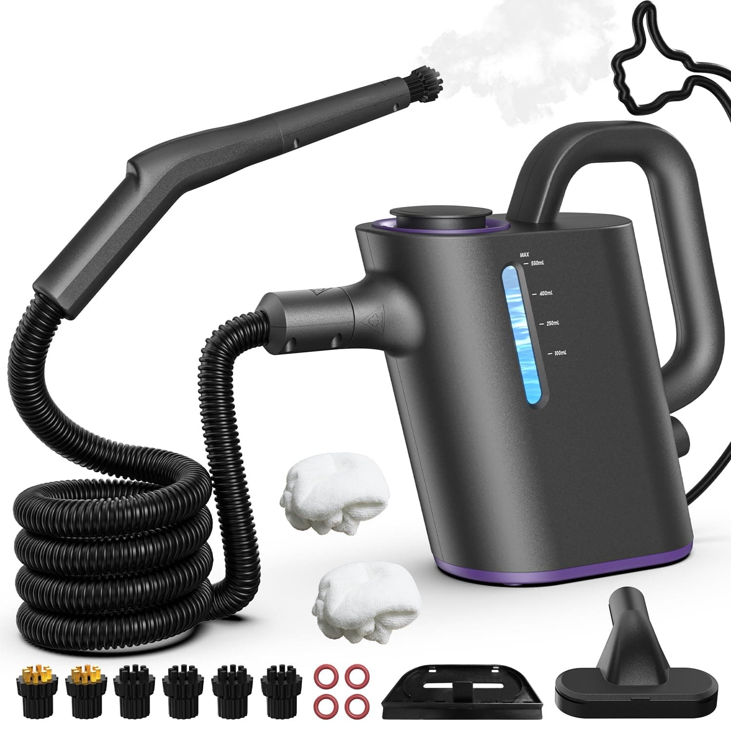 Vaporeta de Mano 15S Calentamiento Rápido, 550 ml Depósito Steam Cleaner | Vaporeta Limpieza Hogar 16 Accesorios para Cocina, Baño, Juntas, Ventanas, Auto y Tapicería, Vapor Caliente a 100 °C