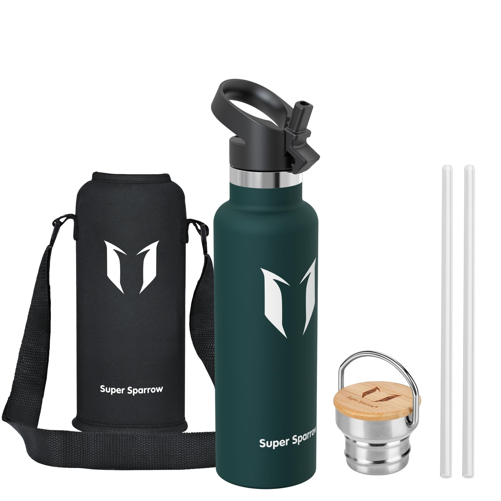 Super Sparrow Botella Agua Acero Inoxidable - Botella Agua Niños - 500ml/750ml/1L - Botella Termica Boca Estándar - Sin BPA, para Niños & Adultos, Deporte, Oficina, Yoga, Ciclismo