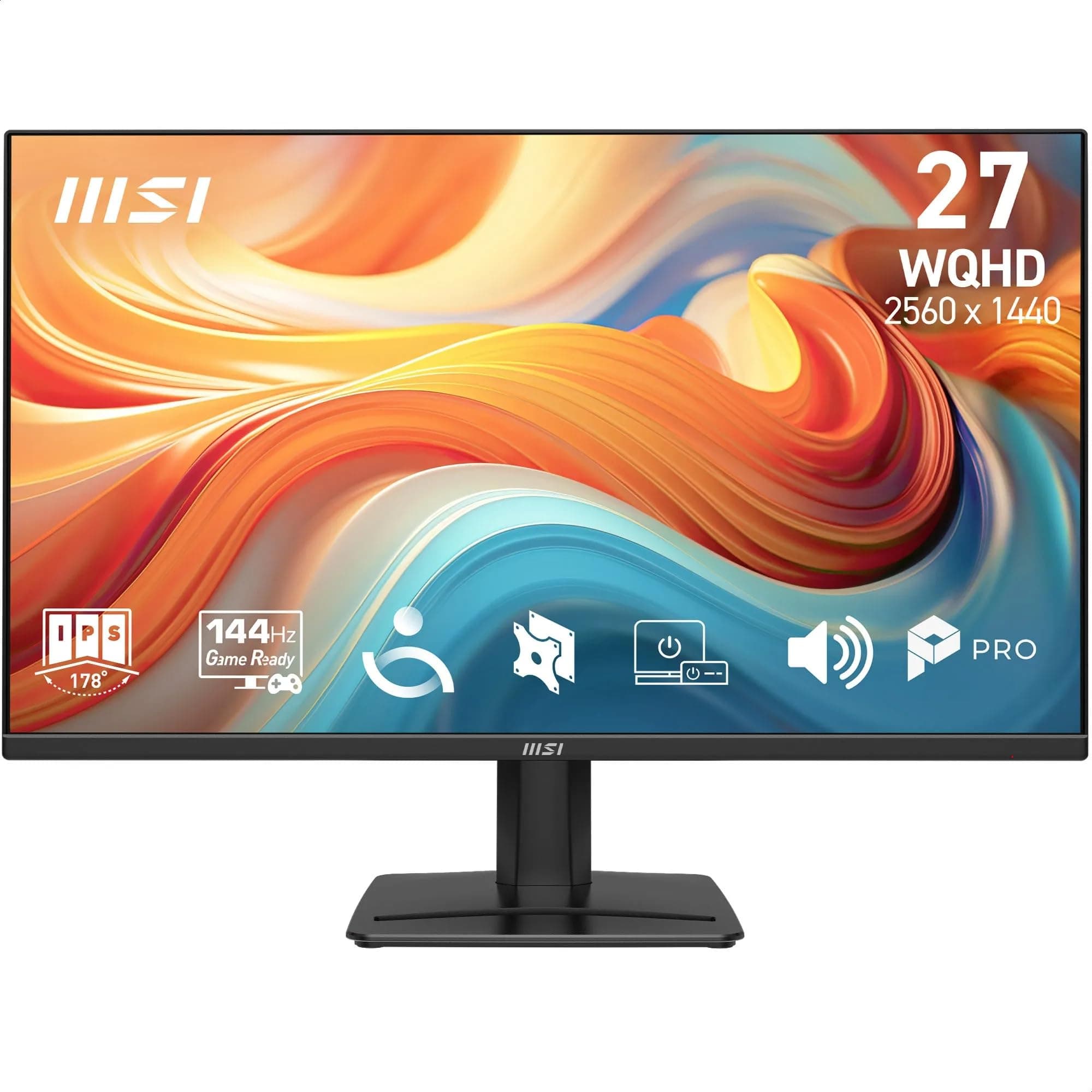 msi PRO MP275QA E14 Monitor 27" WQHD, 2560x1440 IPS, 144 Hz, 1 ms, HDR Ready, Adaptive-Sync, Eye Care, altoparlante integrato, HDMI 2.0b, DP 1.2a, senza cornice, inclinabile, compatibile VESA