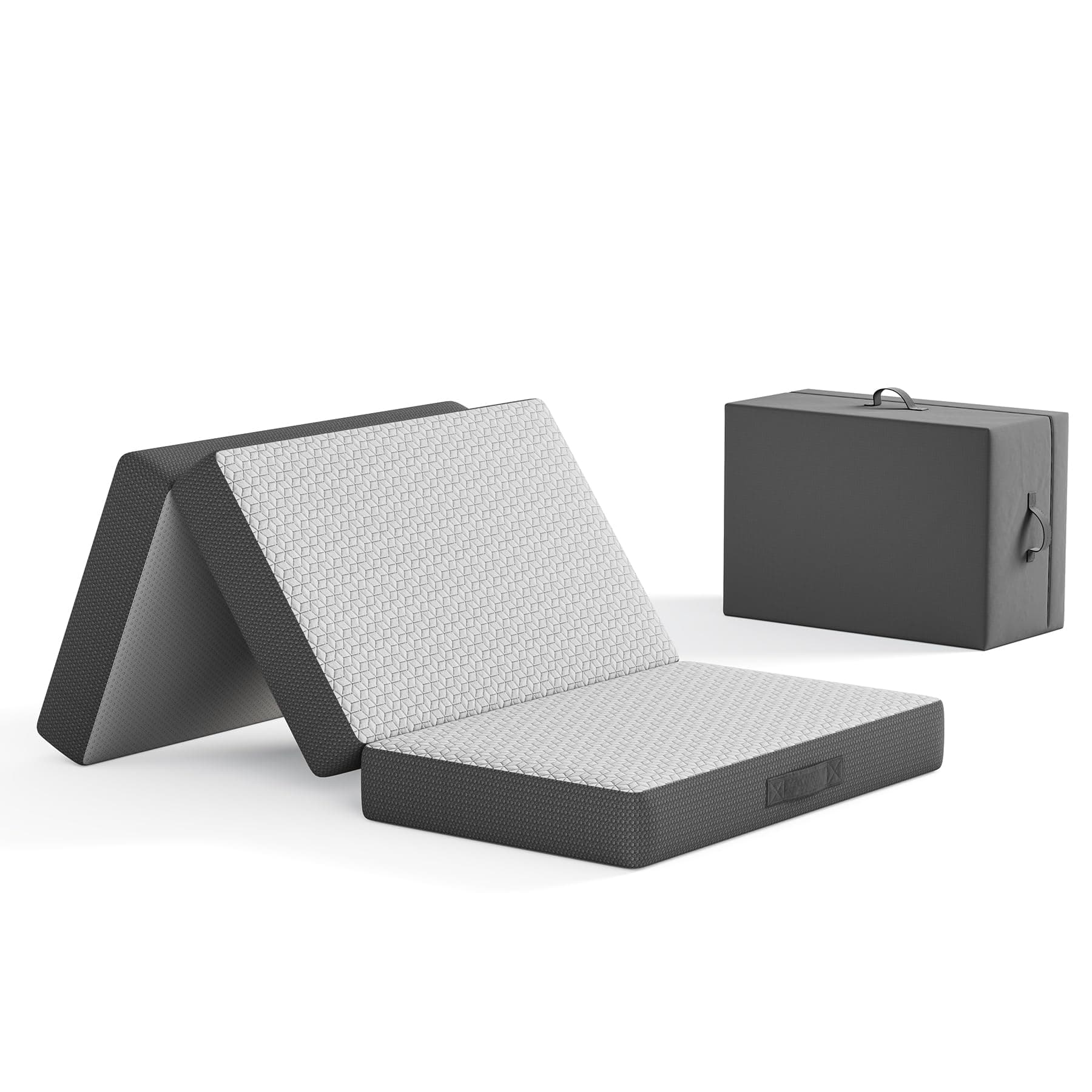 Vesgantti Matelas Pliable 140x190x15 cm avec Sac de Transport, Matelas d’Appoint Adulte en Mousse à Mémoire de Forme Gel, Lit Pliant pour Camping, Voyage, Voiture et Invités, Gris