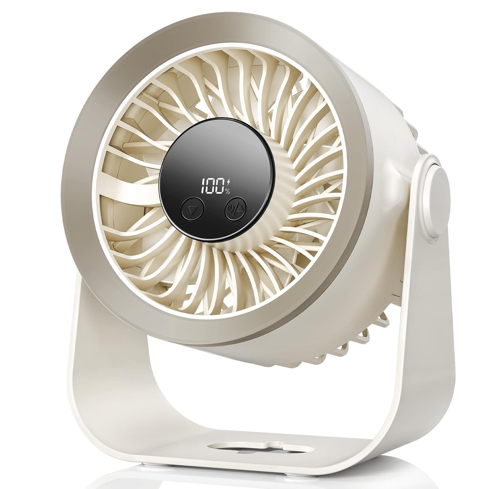 SHINER Ventilador de mesa USB silencioso, 100 velocidades mini ventilador portátil, pantalla LED, batería de 2400 mAh, rotación de 180°, ventilador pequeño para Oficina/Hogar/Viajar/Cámping
