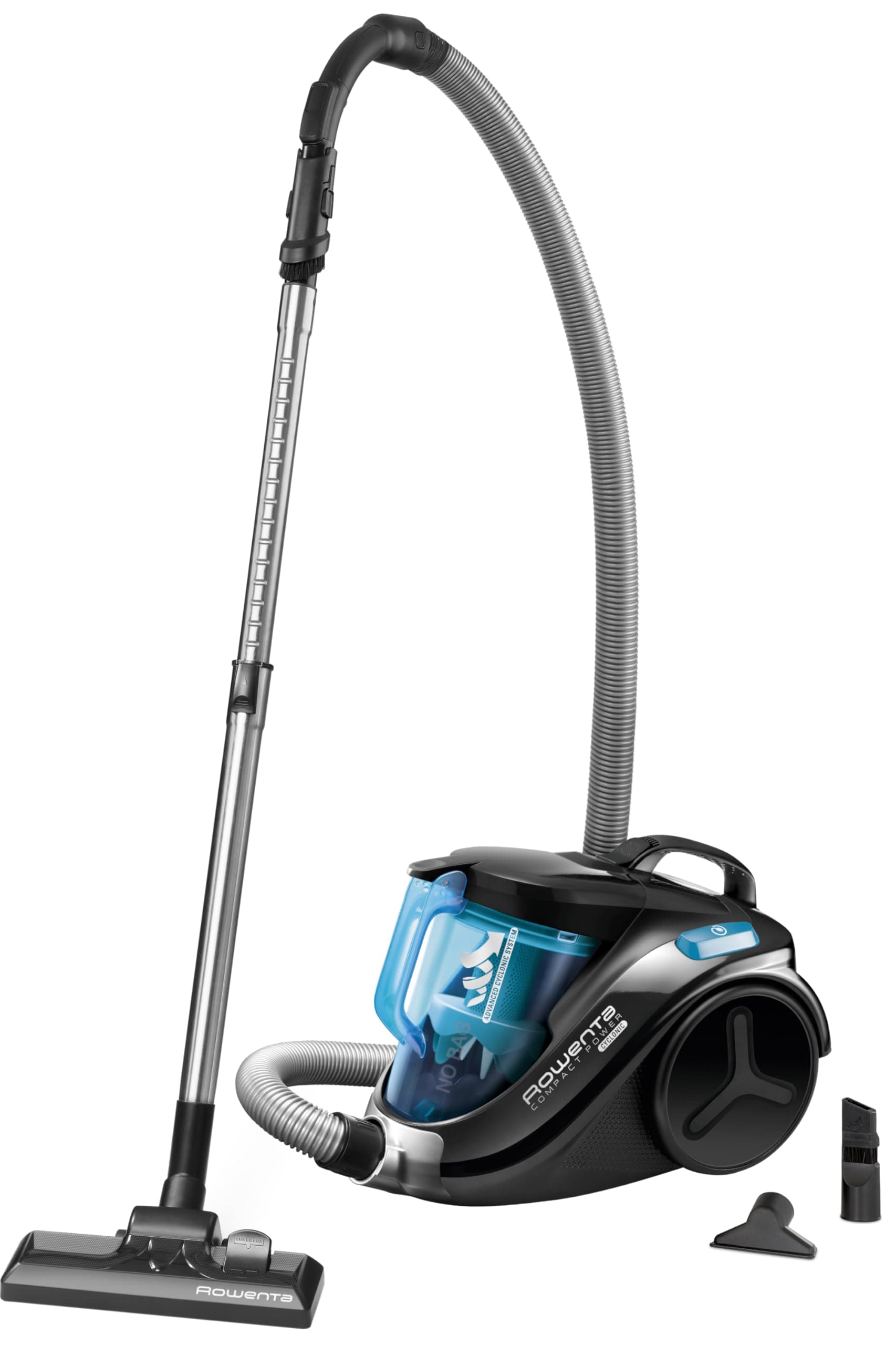 Rowenta Compact Power Cyclonic - Aspirateur sans Sac - 1,5 L - Turquoise | Nettoyage haute performance sur sols durs - Technologie monocyclonique - Vidage facile Clean Express - Format ultra compact