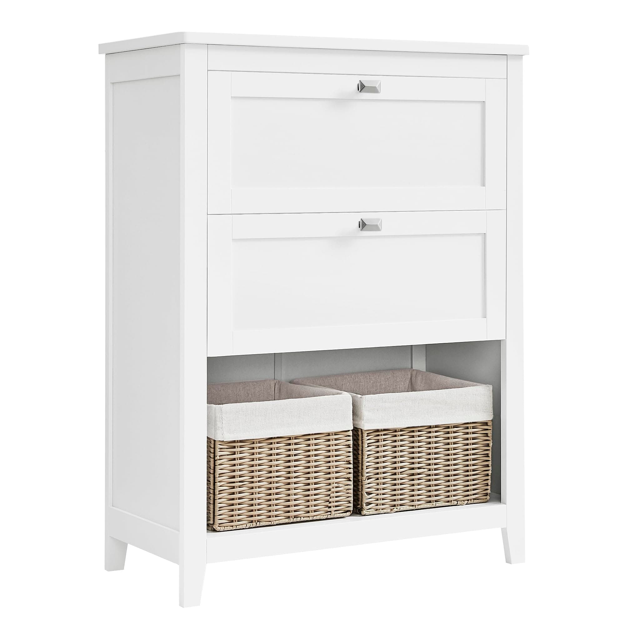 VASAGLE Mueble de Baño, Armario de Baño, 2 Cajones con un Juego de Divisor Regulable, 2 Cestas, Aparador, 30 x 60 x 80 cm, Blanco Nube BBC545W02