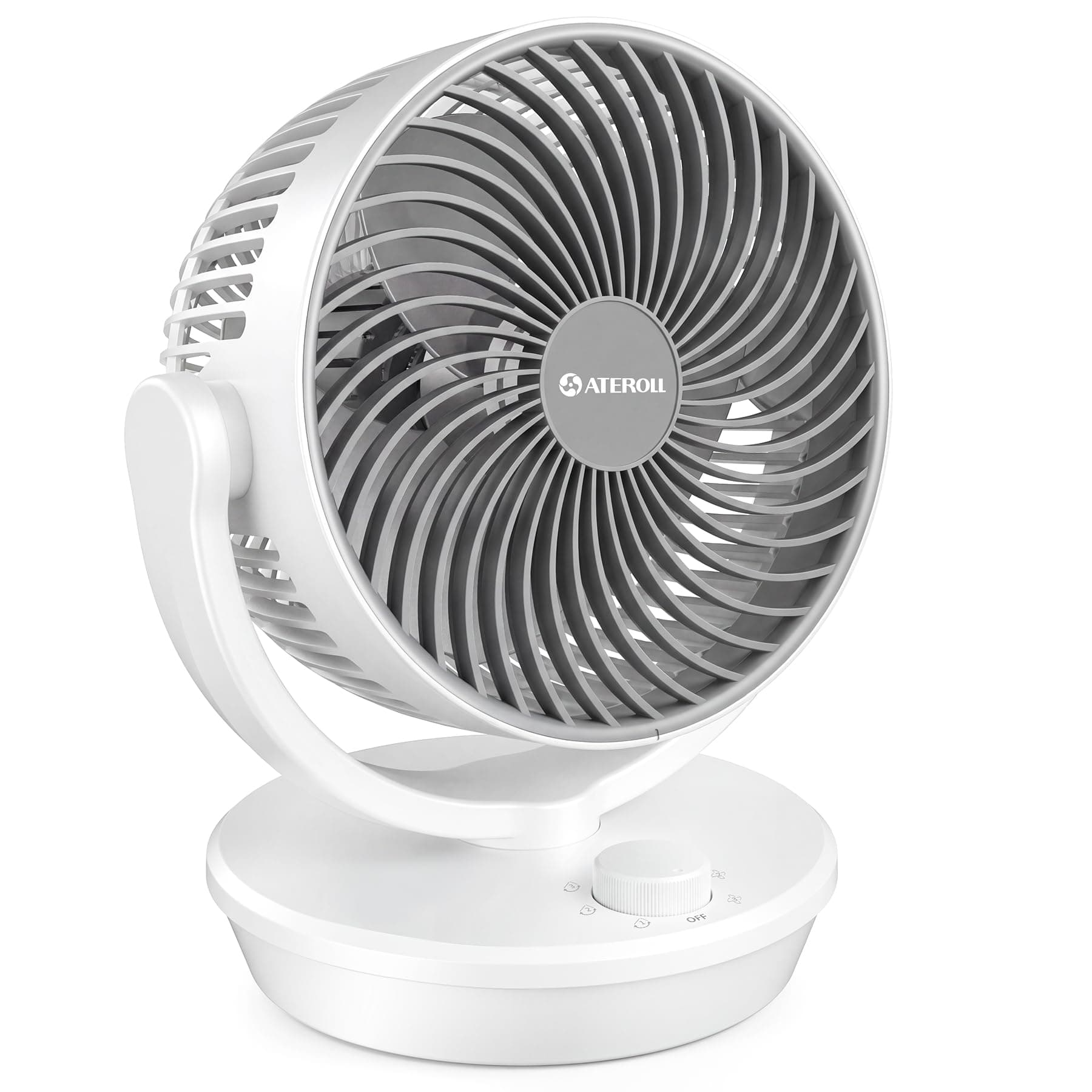 Ateroll Ventilateur Ultra Silencieux 27,5 cm, Ventilateur de Table Petit Circulateur d'Air 3D Turbo 3 Vitesses, 130° Vertical & 100° Horizontal Oscillant, Silencieux pour Chambre Salon Bureau