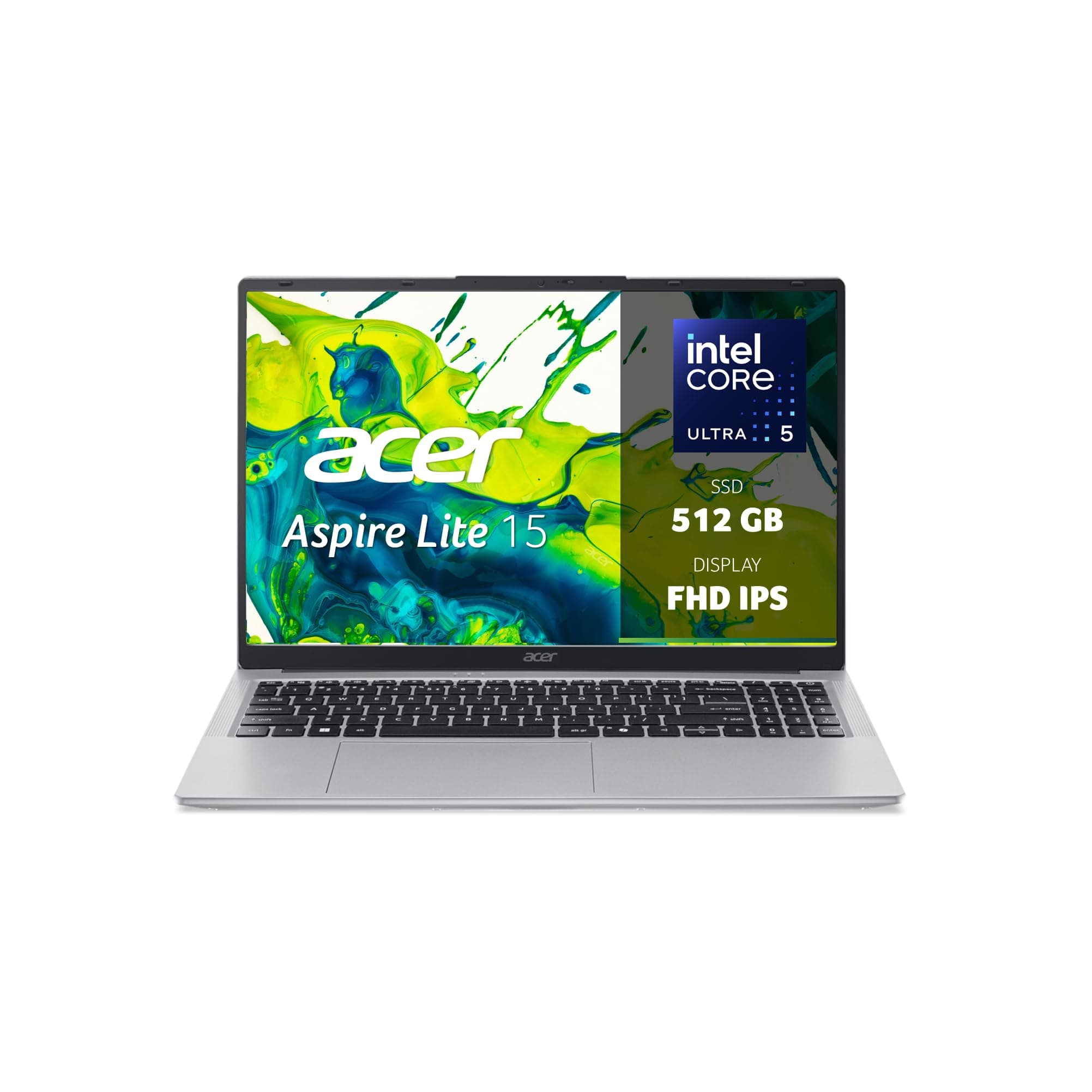 Acer Aspire Lite 15 | PC Portatile | 15.6" FHD IPS 60 Hz| 8 GB RAM DDR5 | Intel Core Ultra 5 115U | 512 GB SSD | Intel Graphics | Windows 11 Home | Tastiera IT QWERTY | Alimentatore incluso