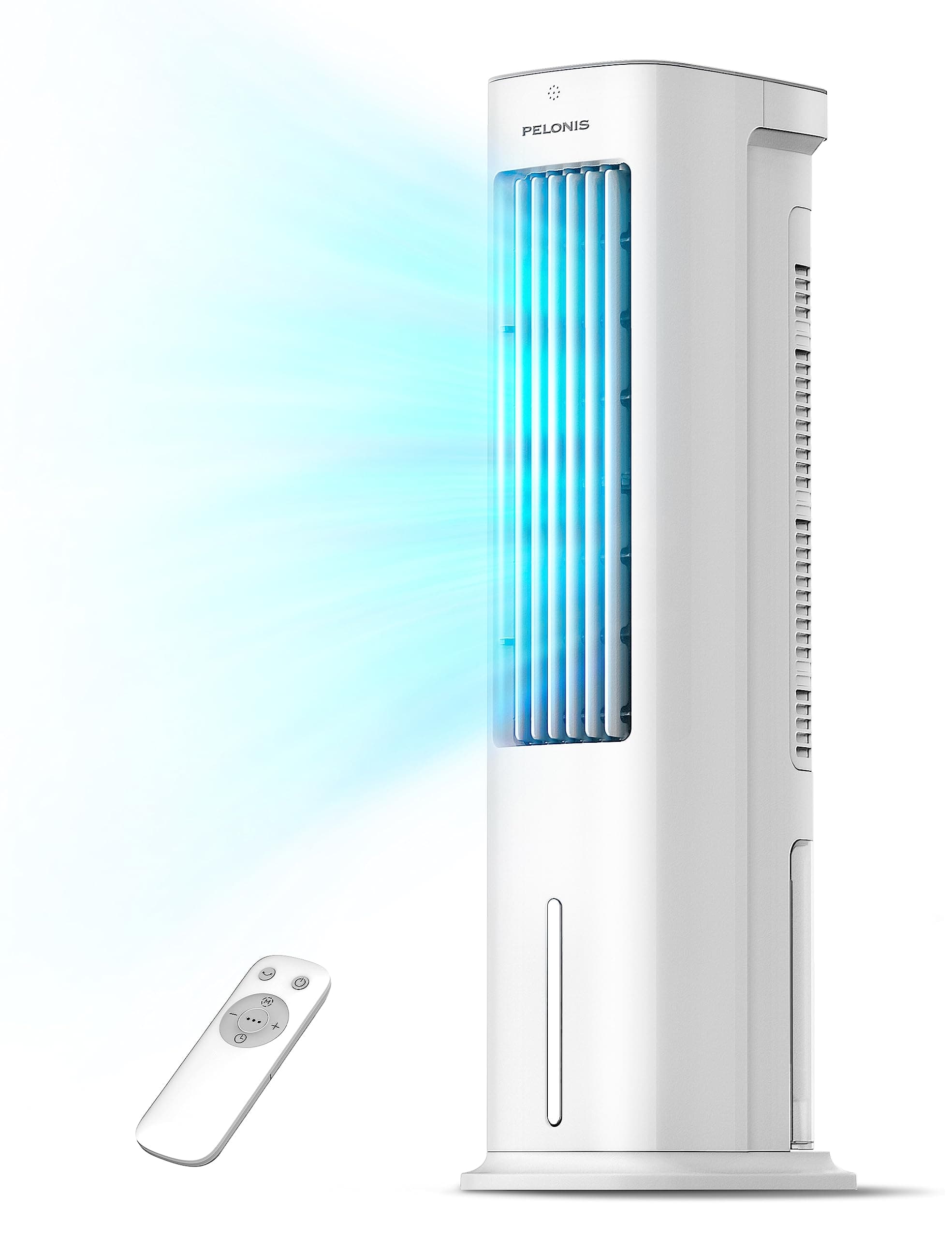 PELONIS Raffreddatore d'Aria a Evaporazione, Climatizzatore Mobile, 5L con Telecomando, 355m³/h, Senza Tubo di Scarico