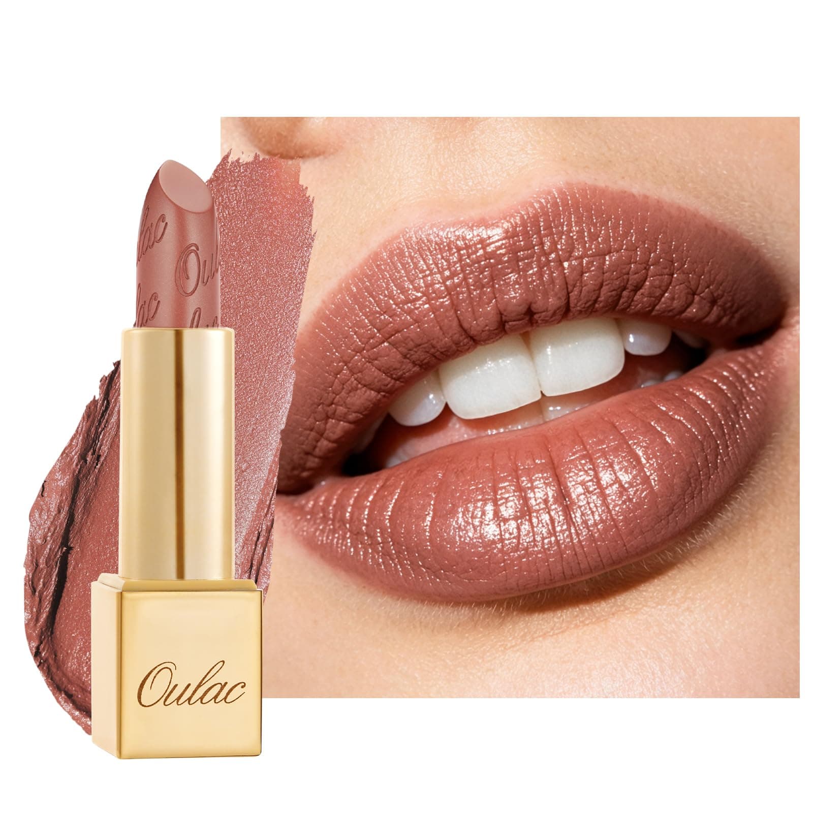 OULAC Rossetto Opaco Finitura Metallica, Matte Rossetti Cannella Glitterato Idratazione e Lucentezza a Lunga Durata per le Labbra, Texture Fine Colore Intenso, 4,3g (GM03) Deep down