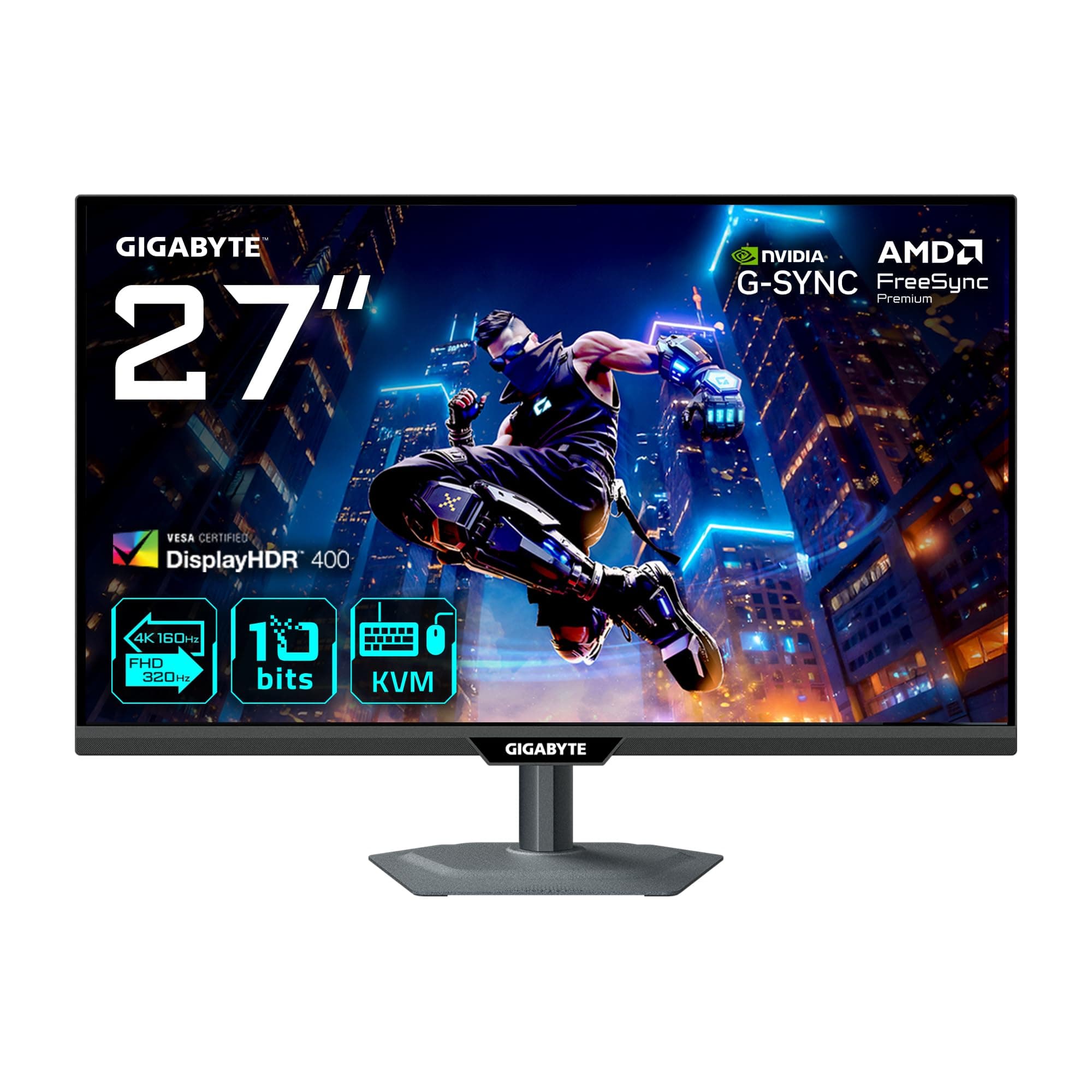 GIGABYTE M27UP Monitor de Juego 27” 4K UHD - Modo Dual (4K 160Hz o FHD 320Hz), 3840 x 2160, 1ms, 350 CD/m², FreeSync Premium, DisplayHDR400, HDMI 2.1, DisplayPort 1.4
